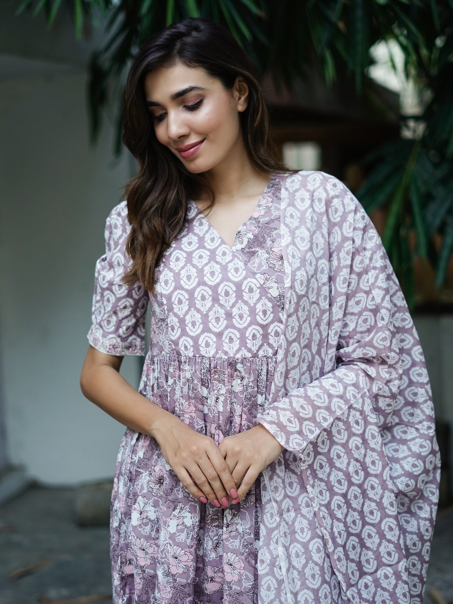 Nayna - Floral Cotton Maternity Set - Soft Mauve