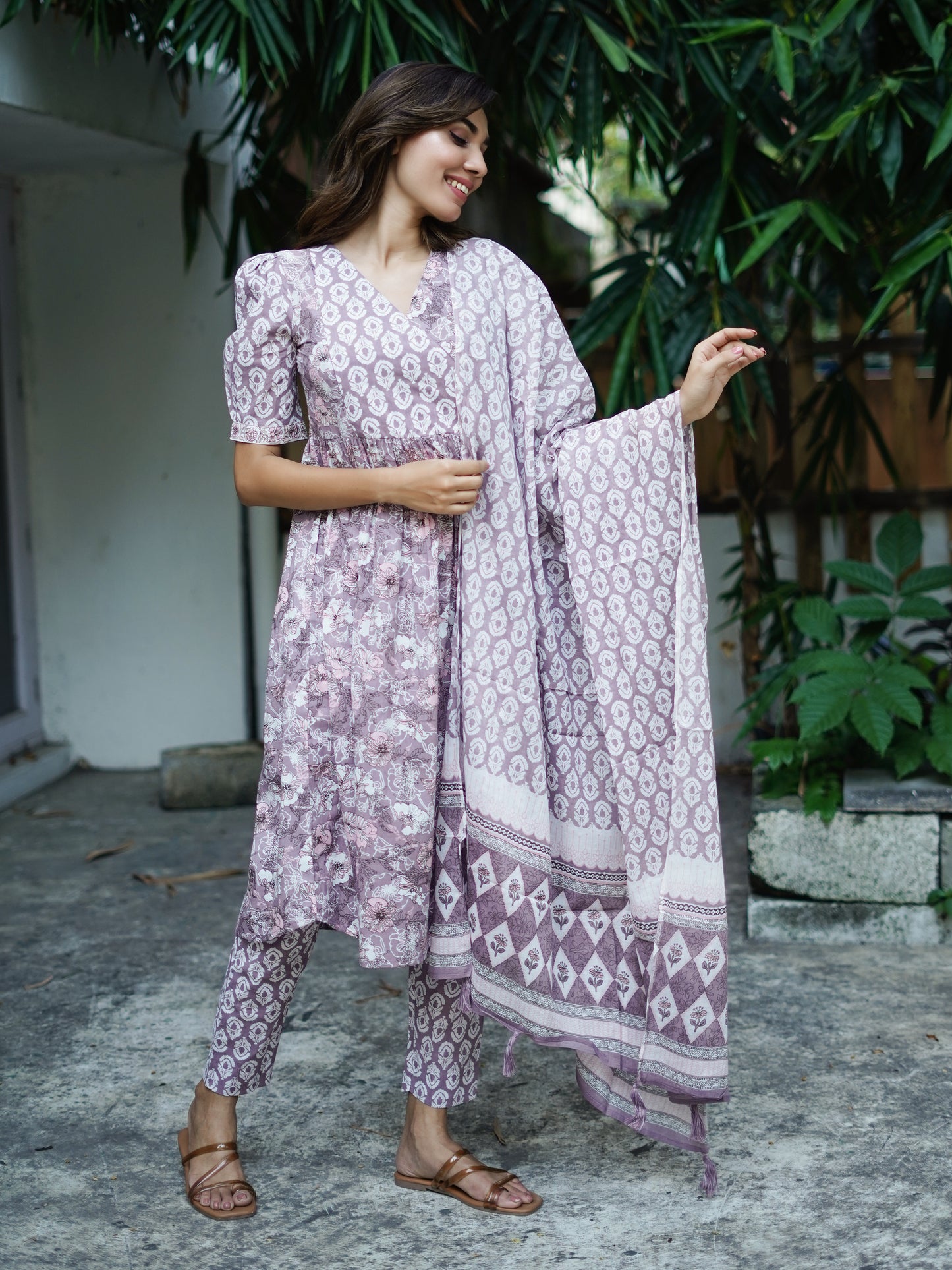 Nayna - Floral Cotton Maternity Set - Soft Mauve