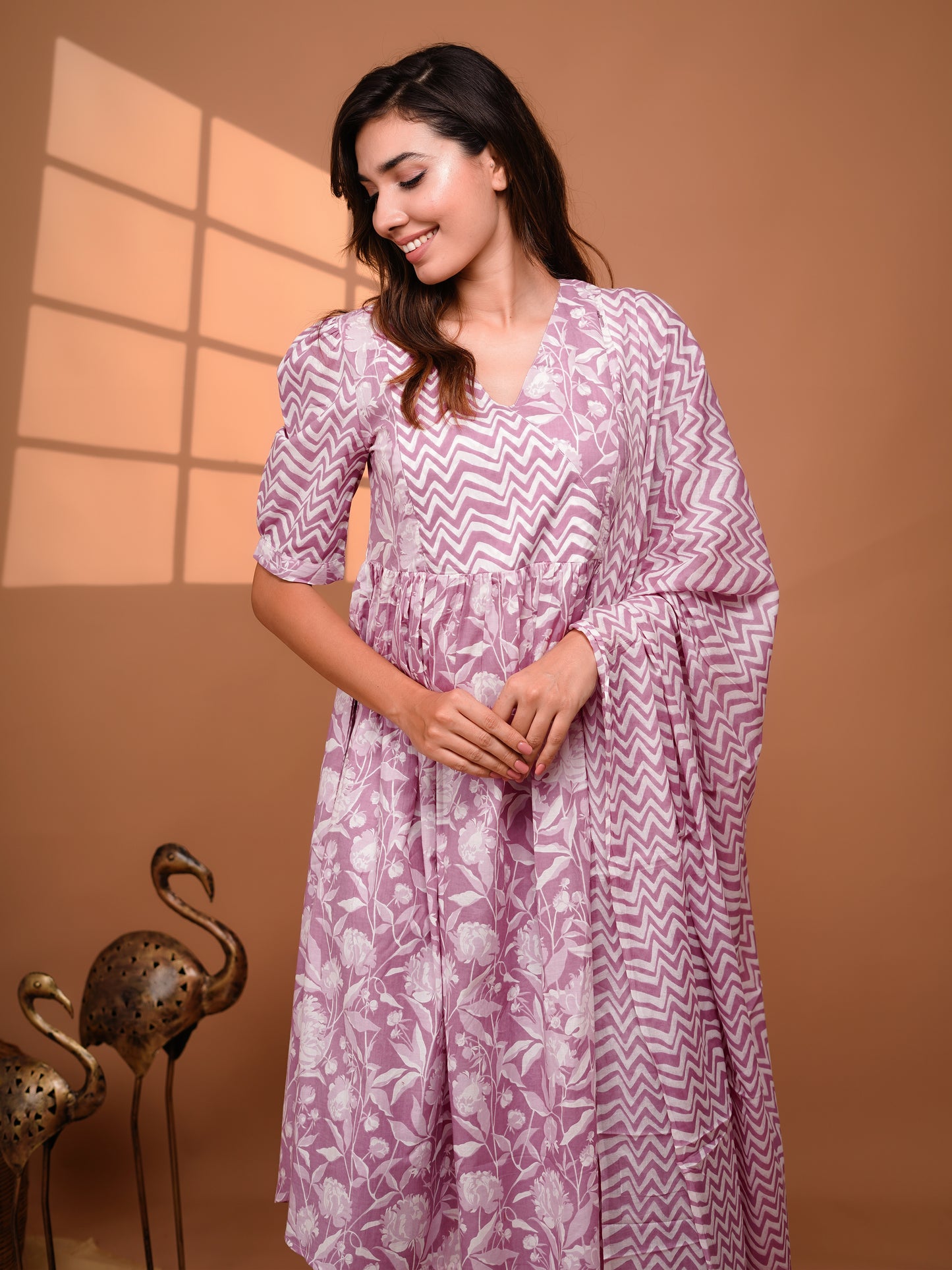 Pritika - Floral Cotton Maternity Set - Lavender