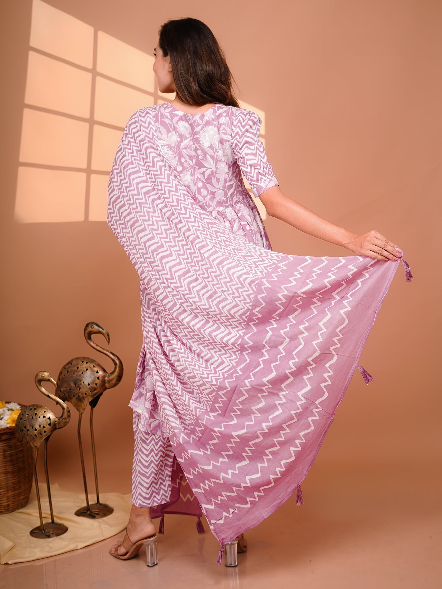Pritika - Floral Cotton Maternity Set - Lavender