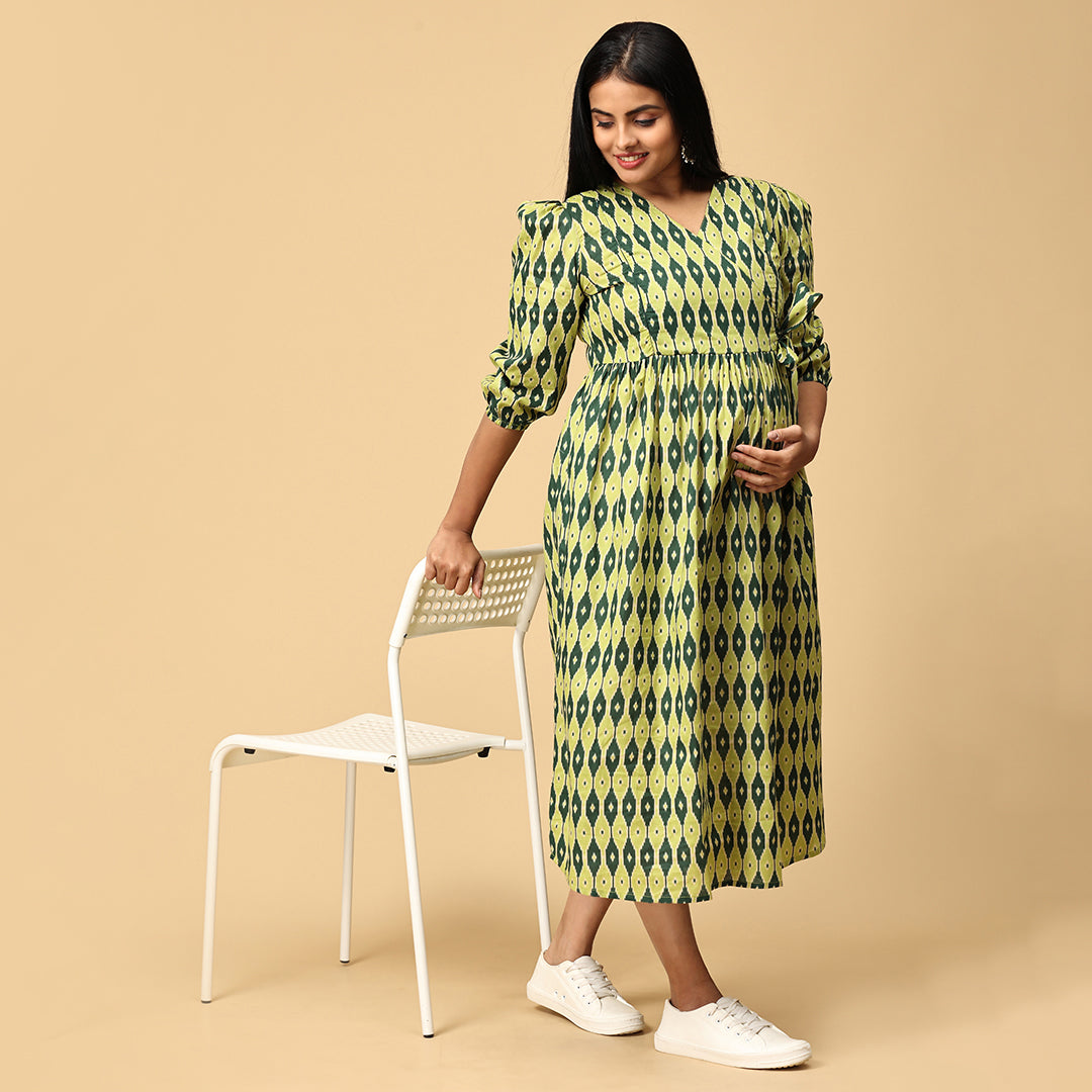 Anjani - Green Premium Cotton dress