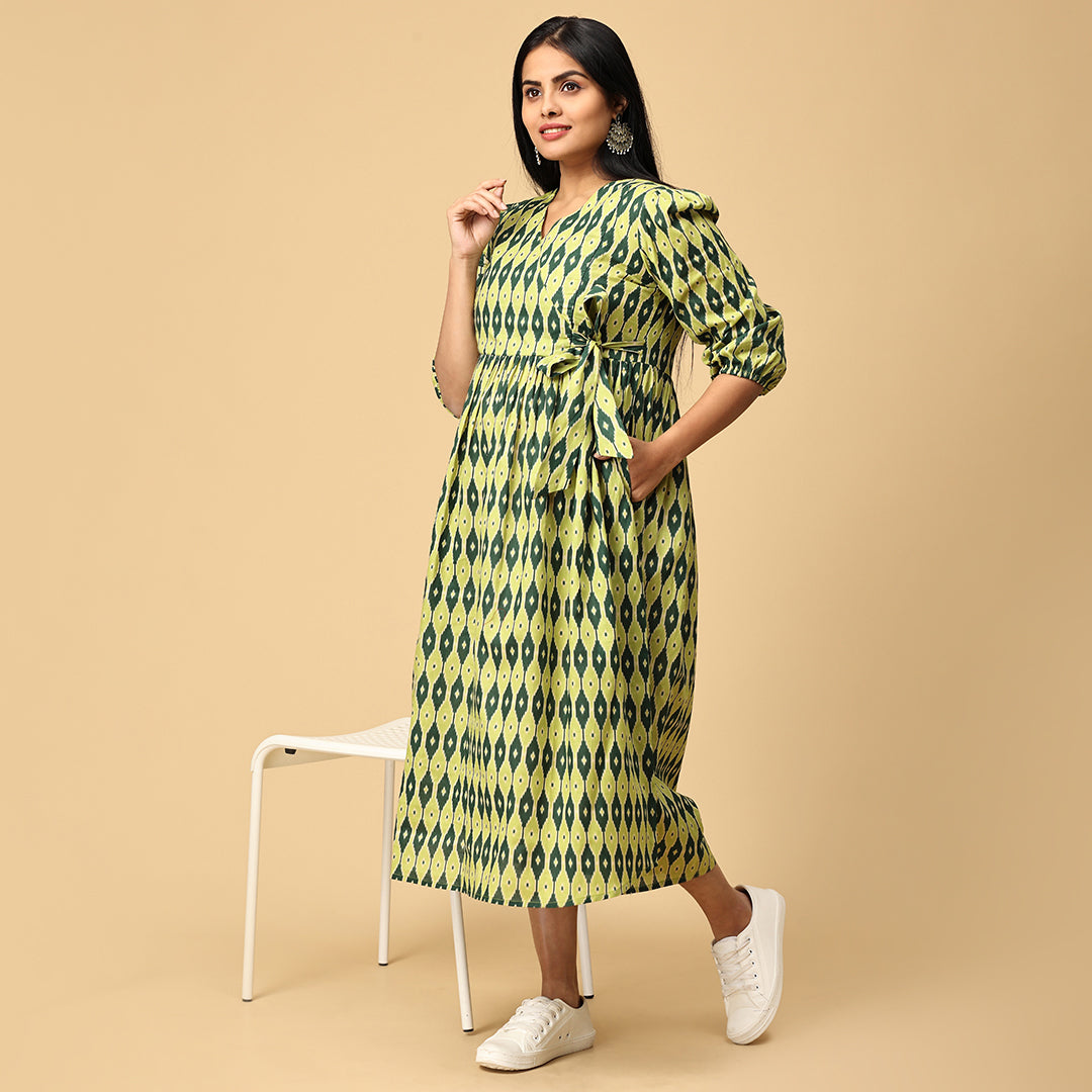 Anjani - Green Premium Cotton dress