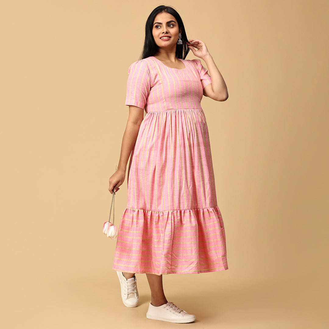Ameya - Pastel Peach Frill dress