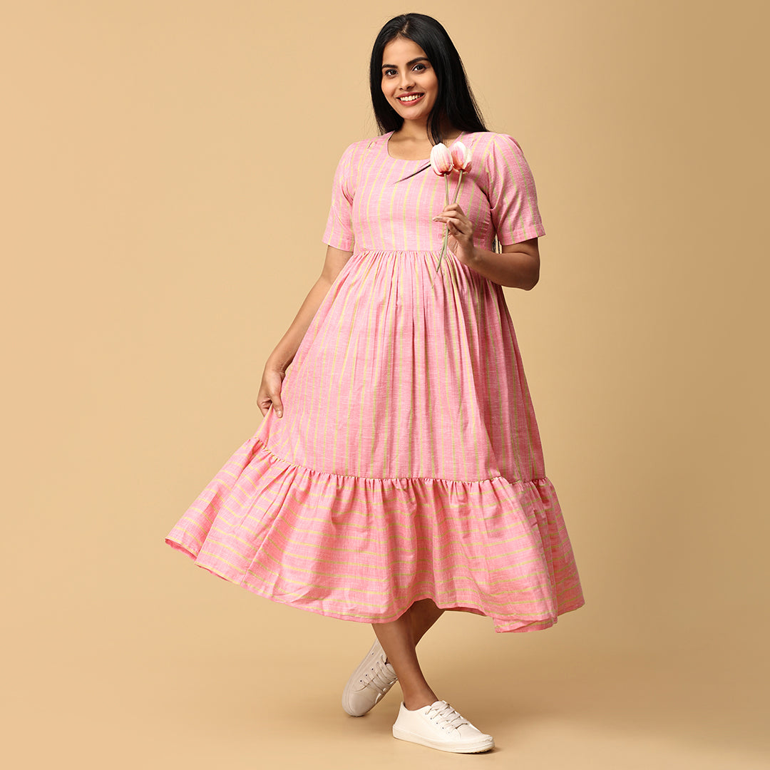 Ameya - Pastel Peach Frill dress