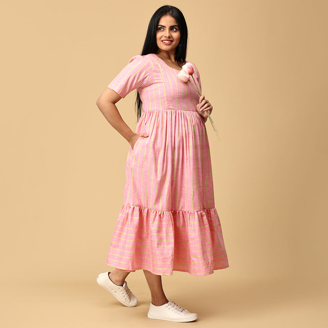 Ameya - Pastel Peach Frill dress
