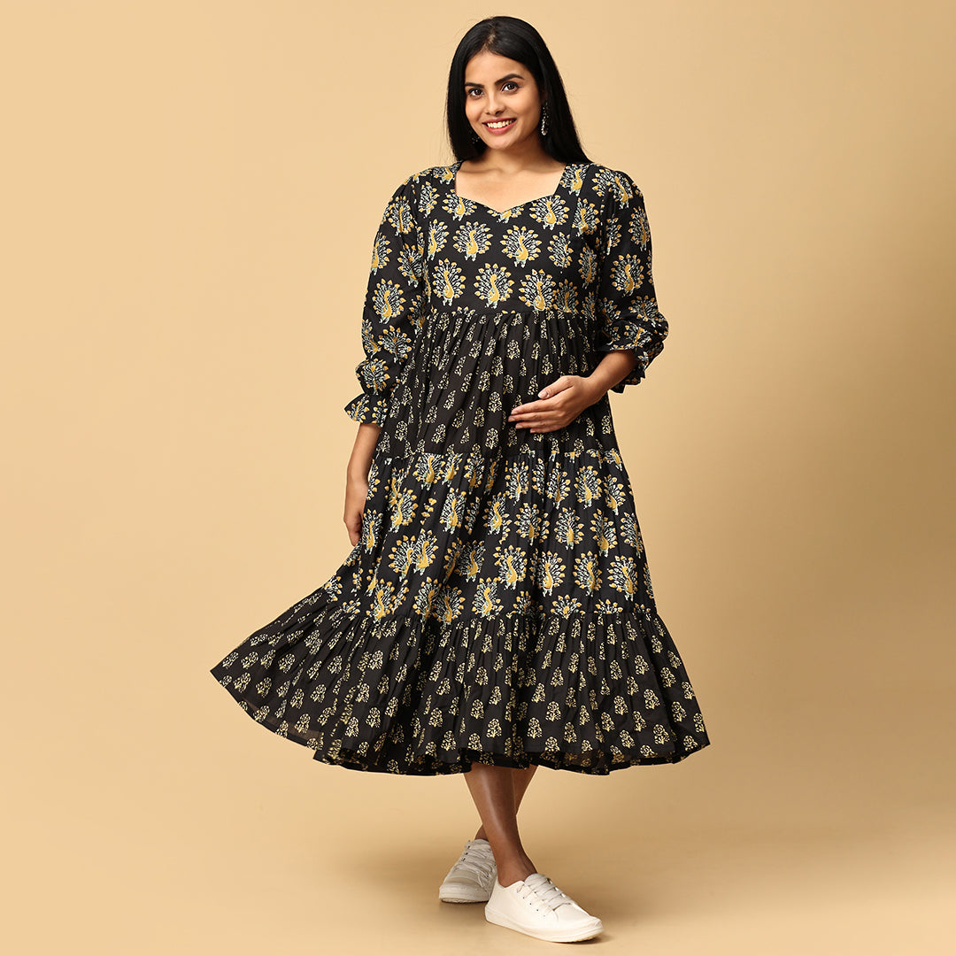 Durga - Black Tired designer dress