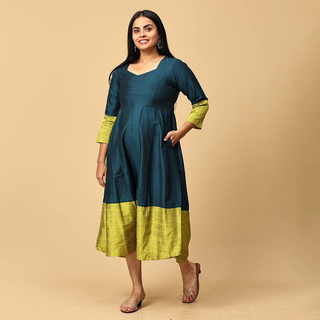 Katyayini - Green Premium Silk cotton dress