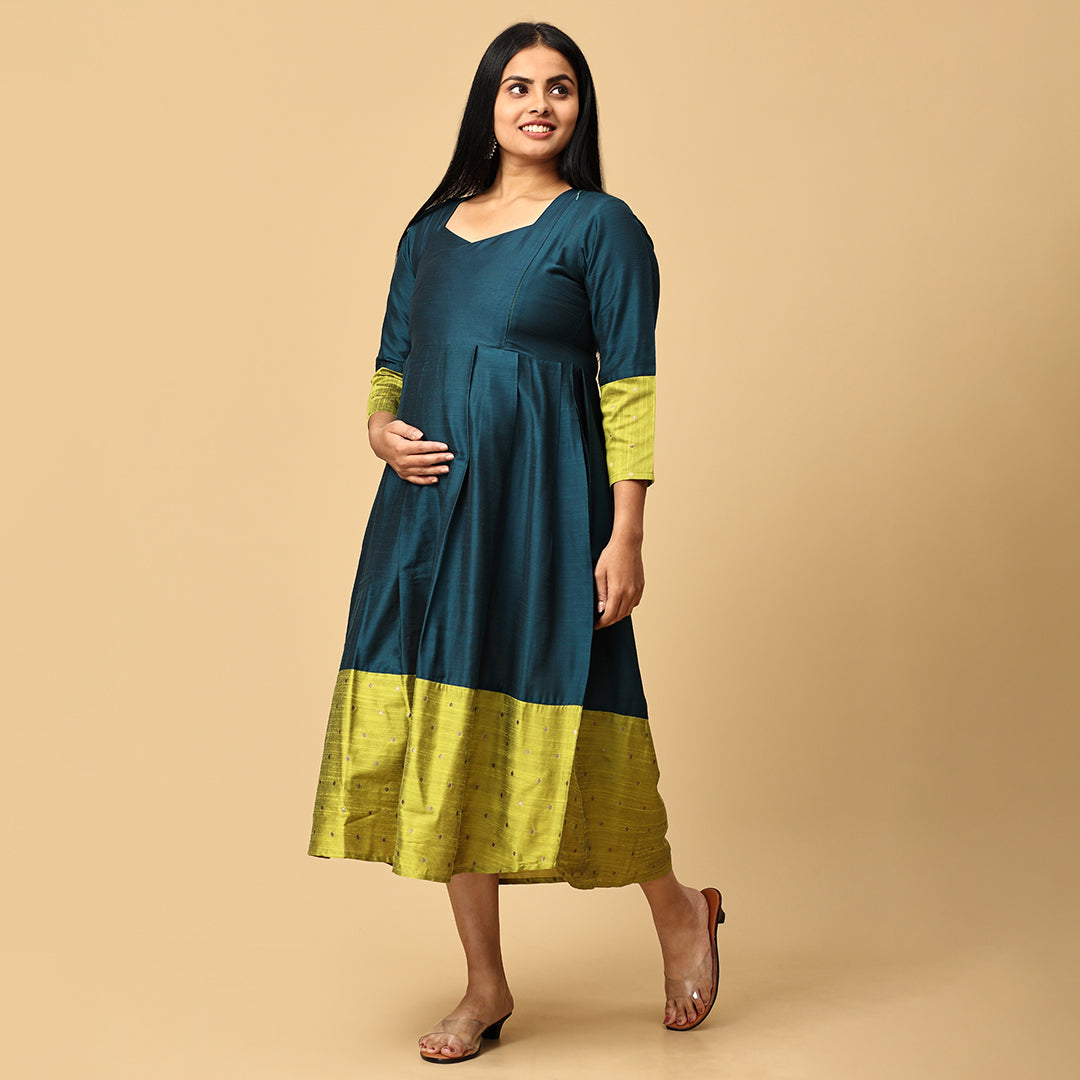 Katyayini - Green Premium Silk cotton dress