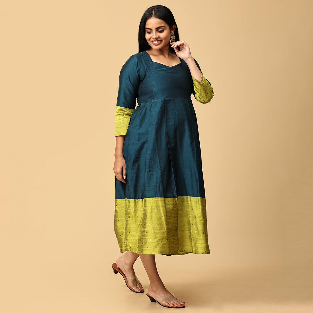 Katyayini - Green Premium Silk cotton dress