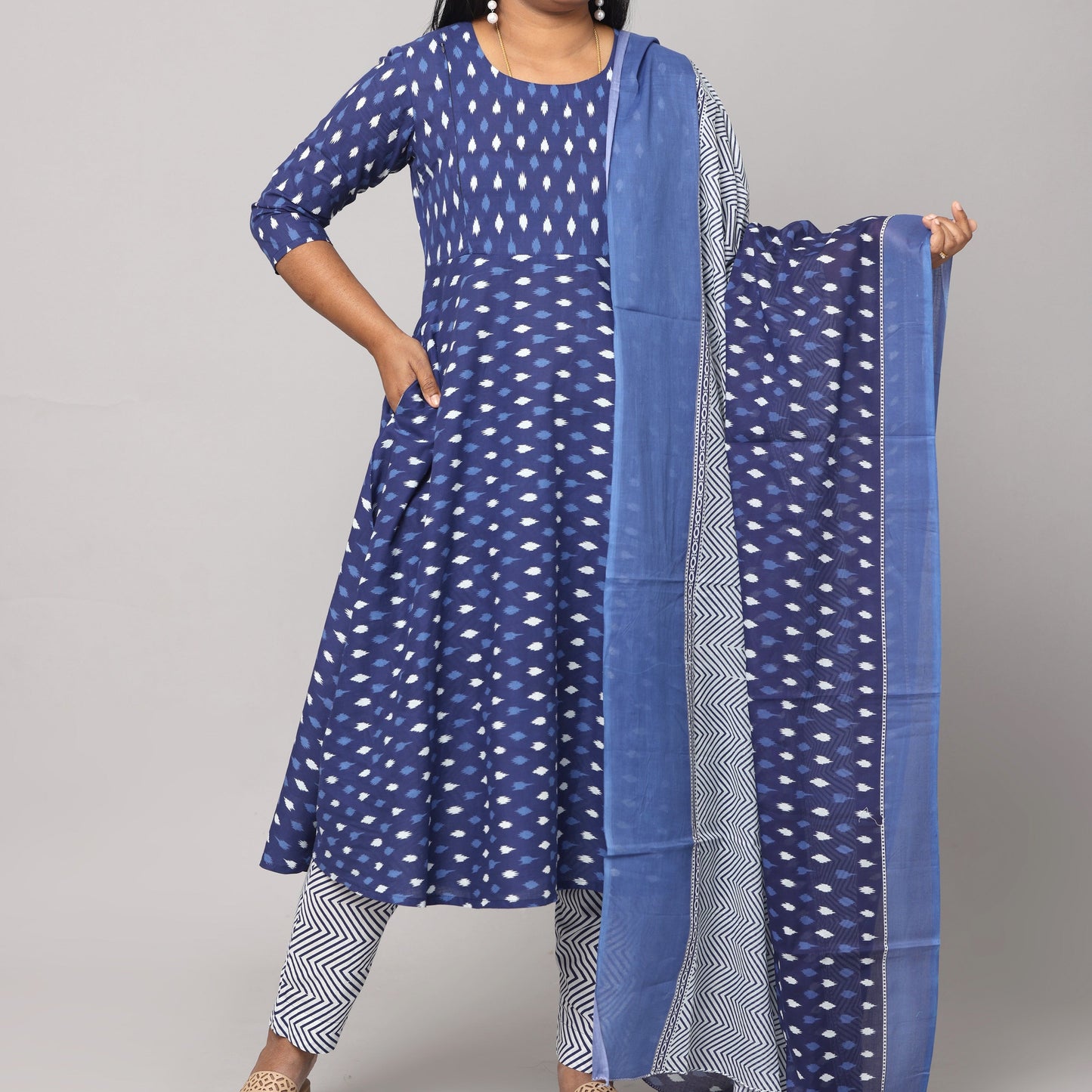 Bina - Ikkat print Cotton Maternity Set