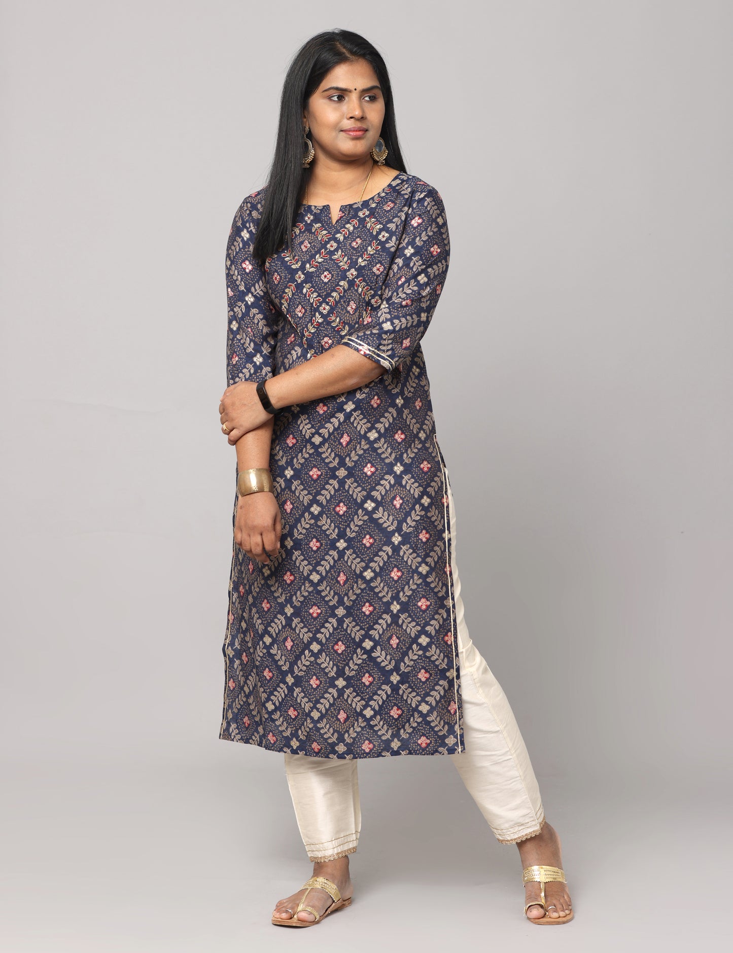 Chitra - Maslin kurta with hand work - Blue