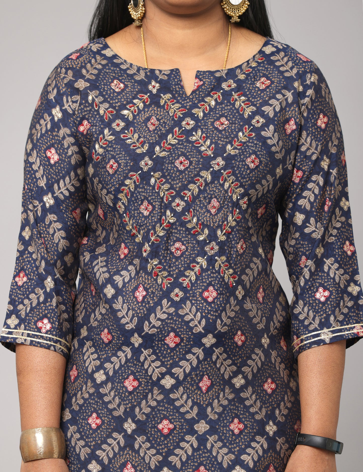 Chitra - Maslin kurta with hand work - Blue