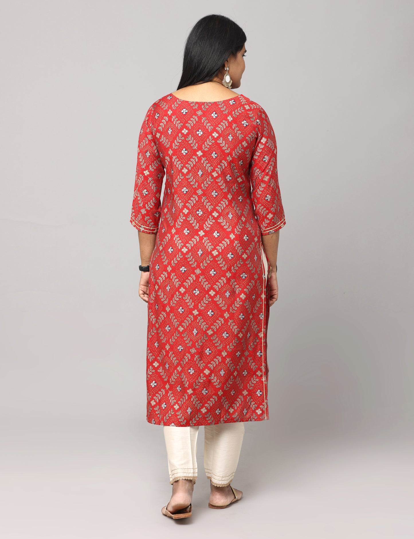 Chitra - Maslin kurta with hand work - Red