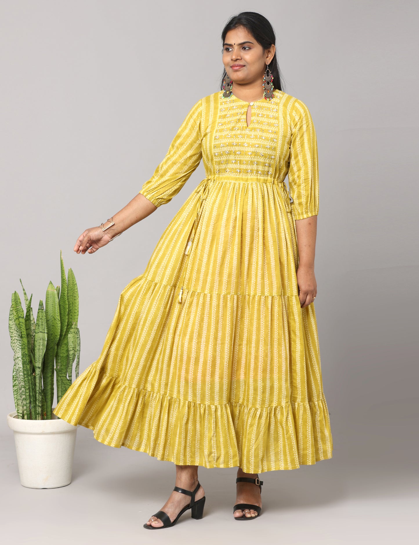 Driti - Maslin Long dress - Green
