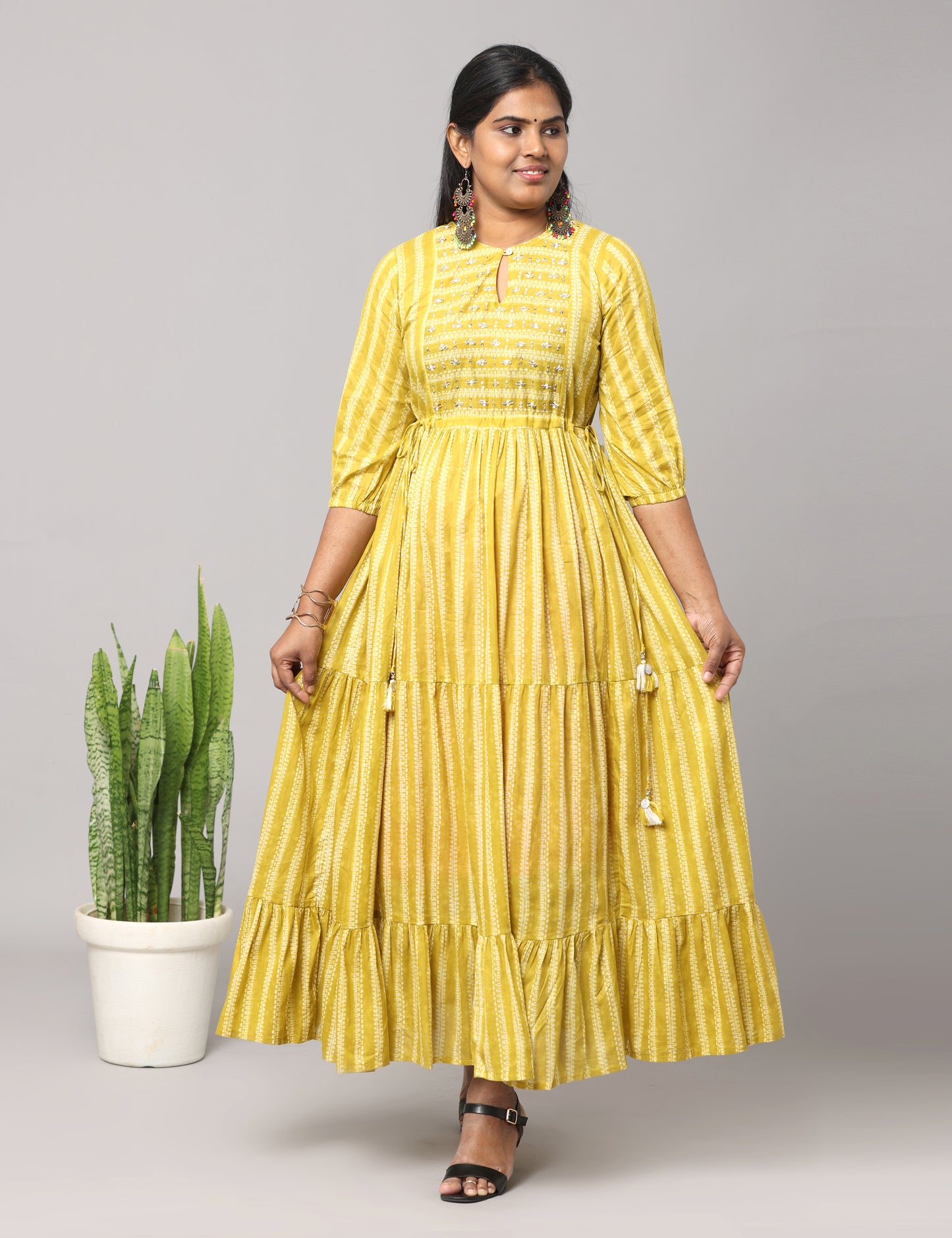 Driti - Maslin Long dress - Green