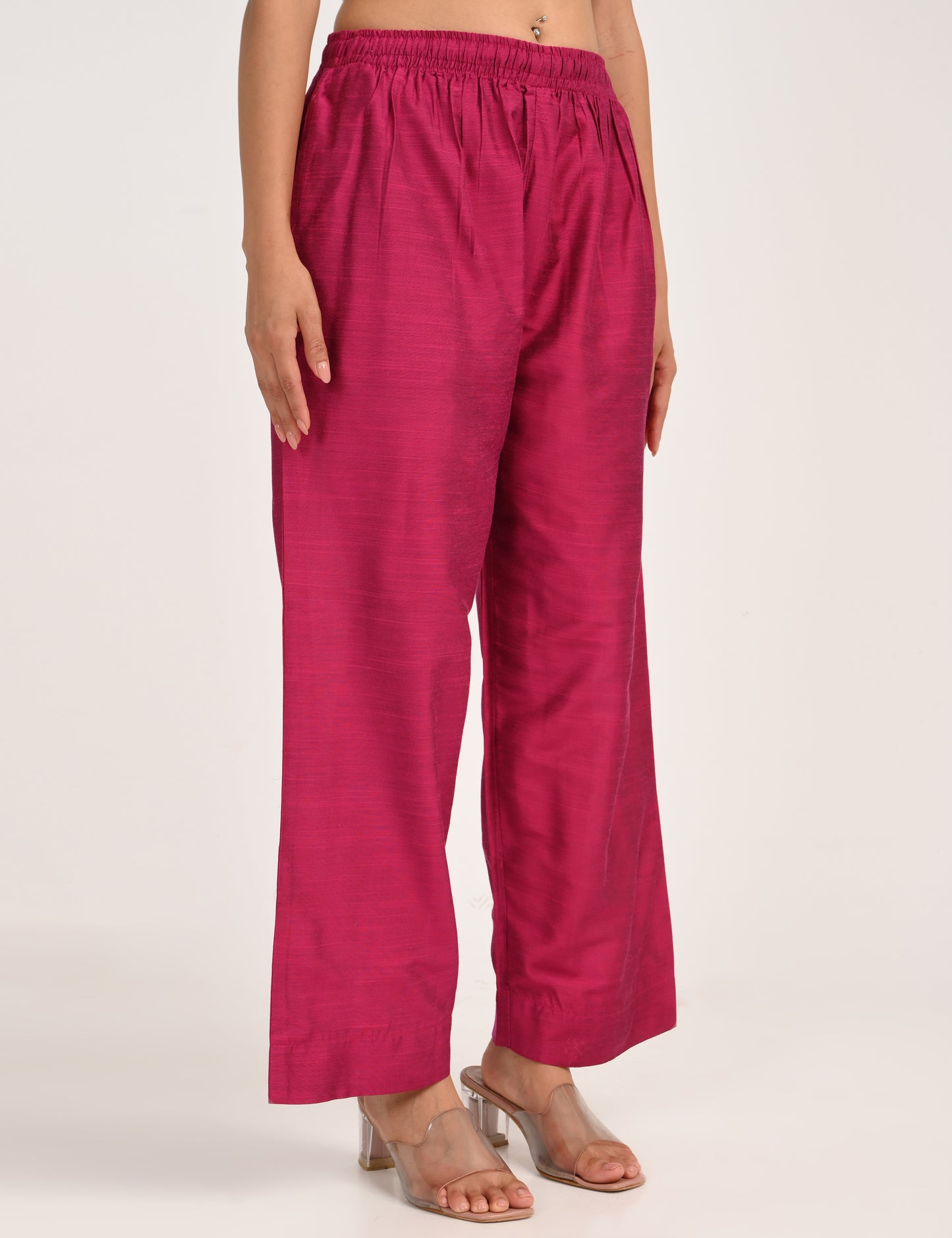 Rashmika - Rani Pink Silk Parallel Pant