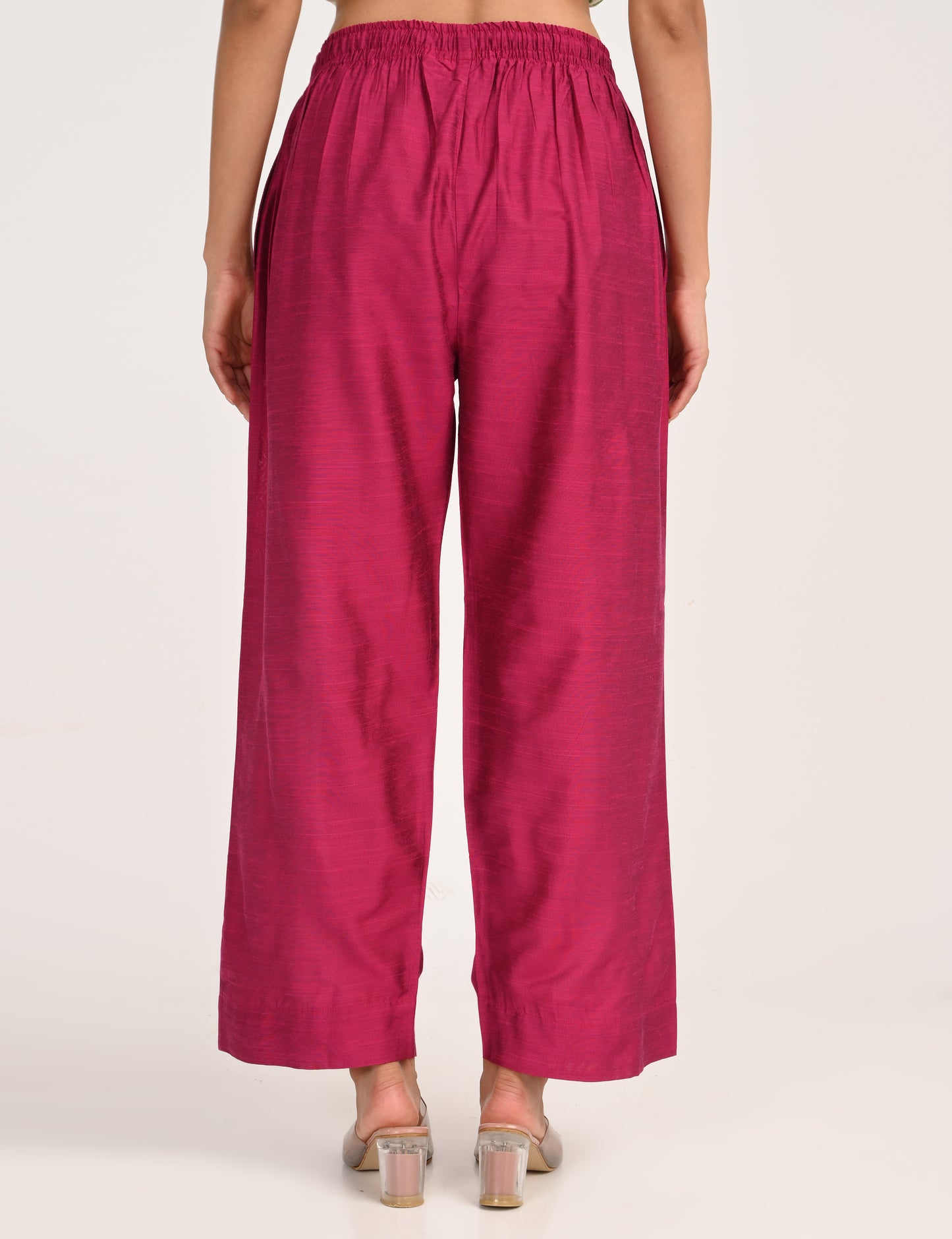 Rashmika - Rani Pink Silk Parallel Pant