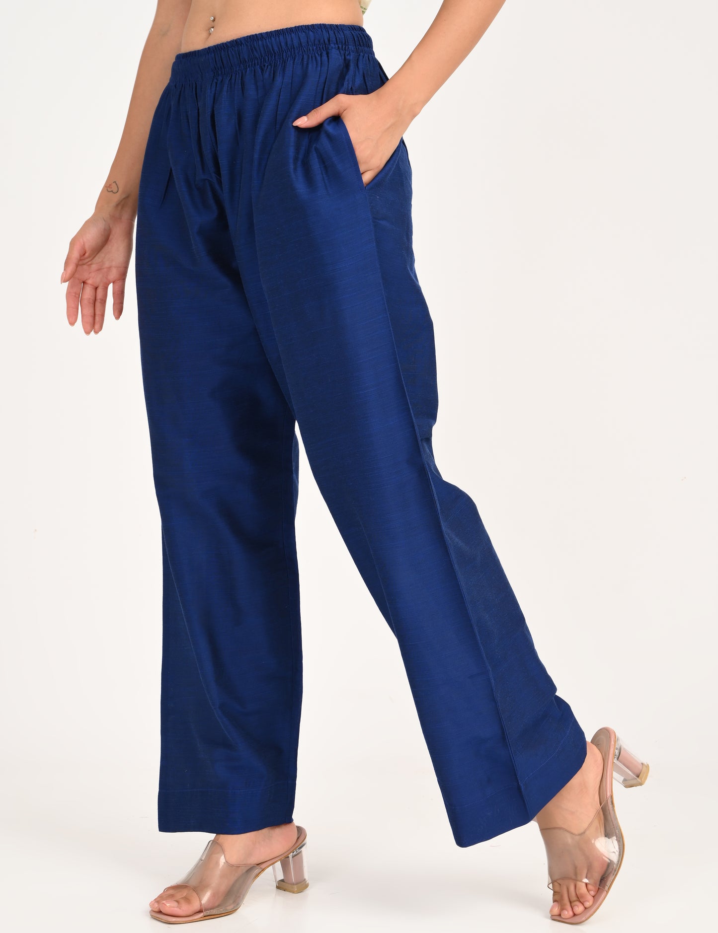 Rashmika - Royal Blue Silk Parallel Pant
