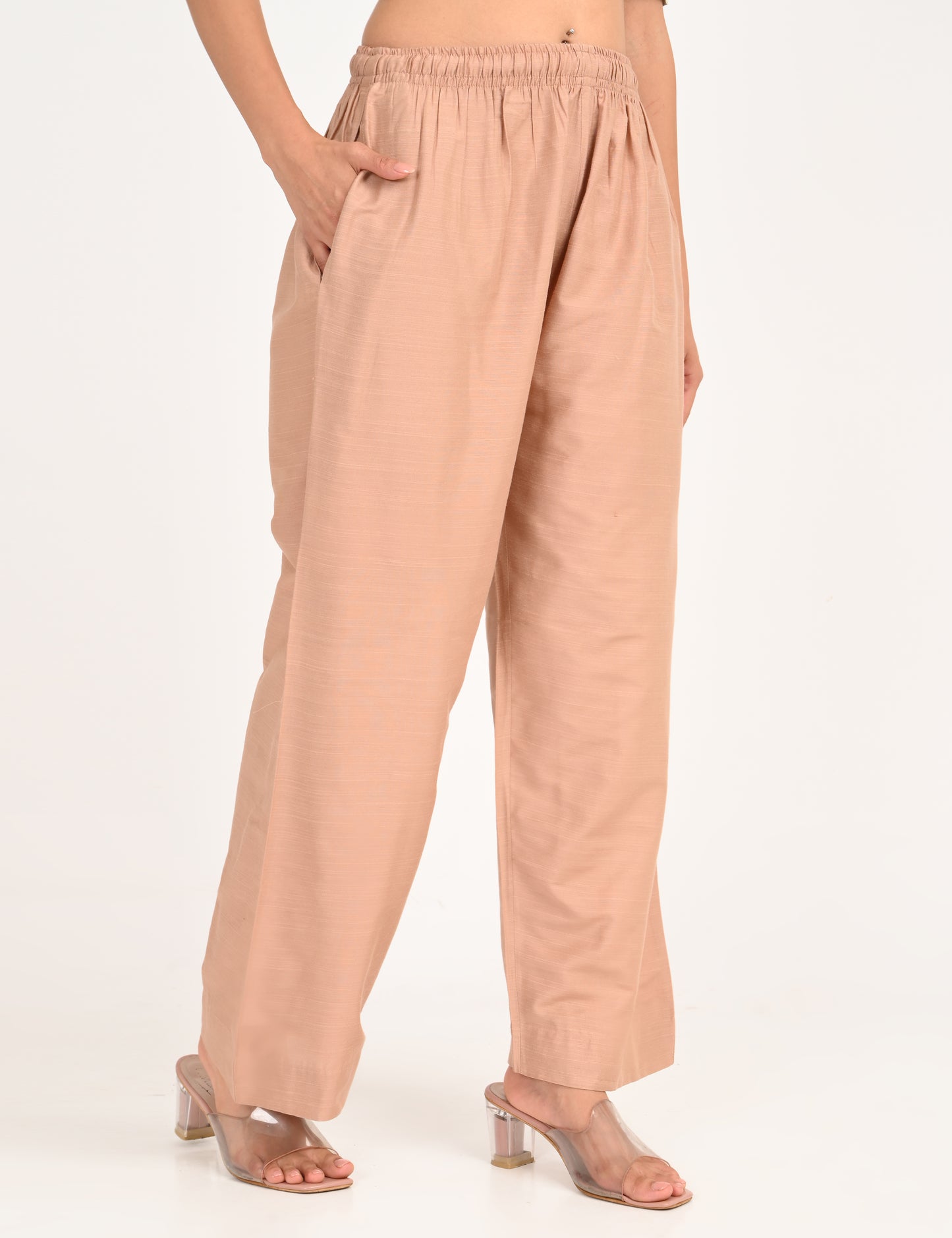 Rashmika - Pastel Peach Silk Parallel Pant