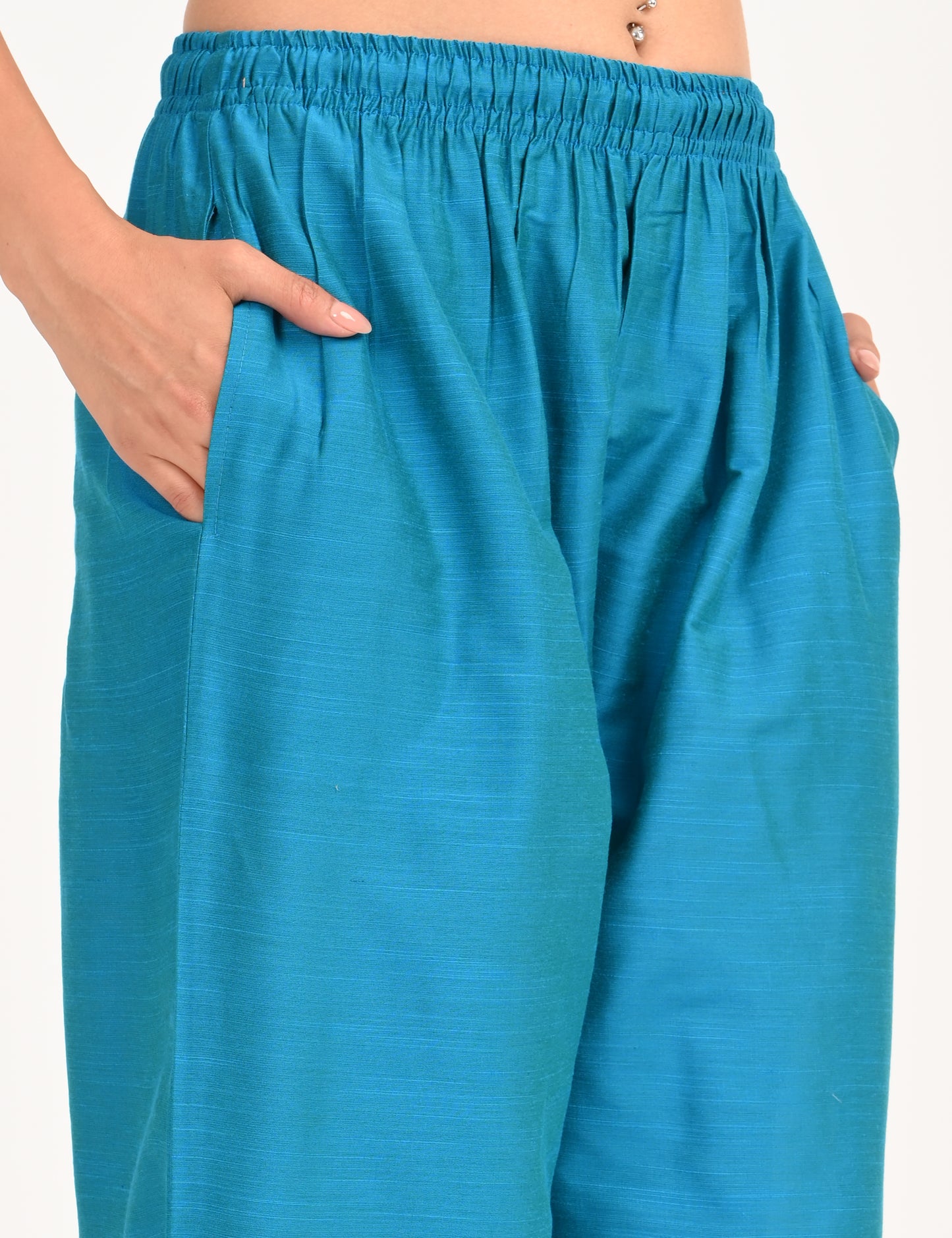 Rashmika - Aqua Blue Silk Parallel Pant