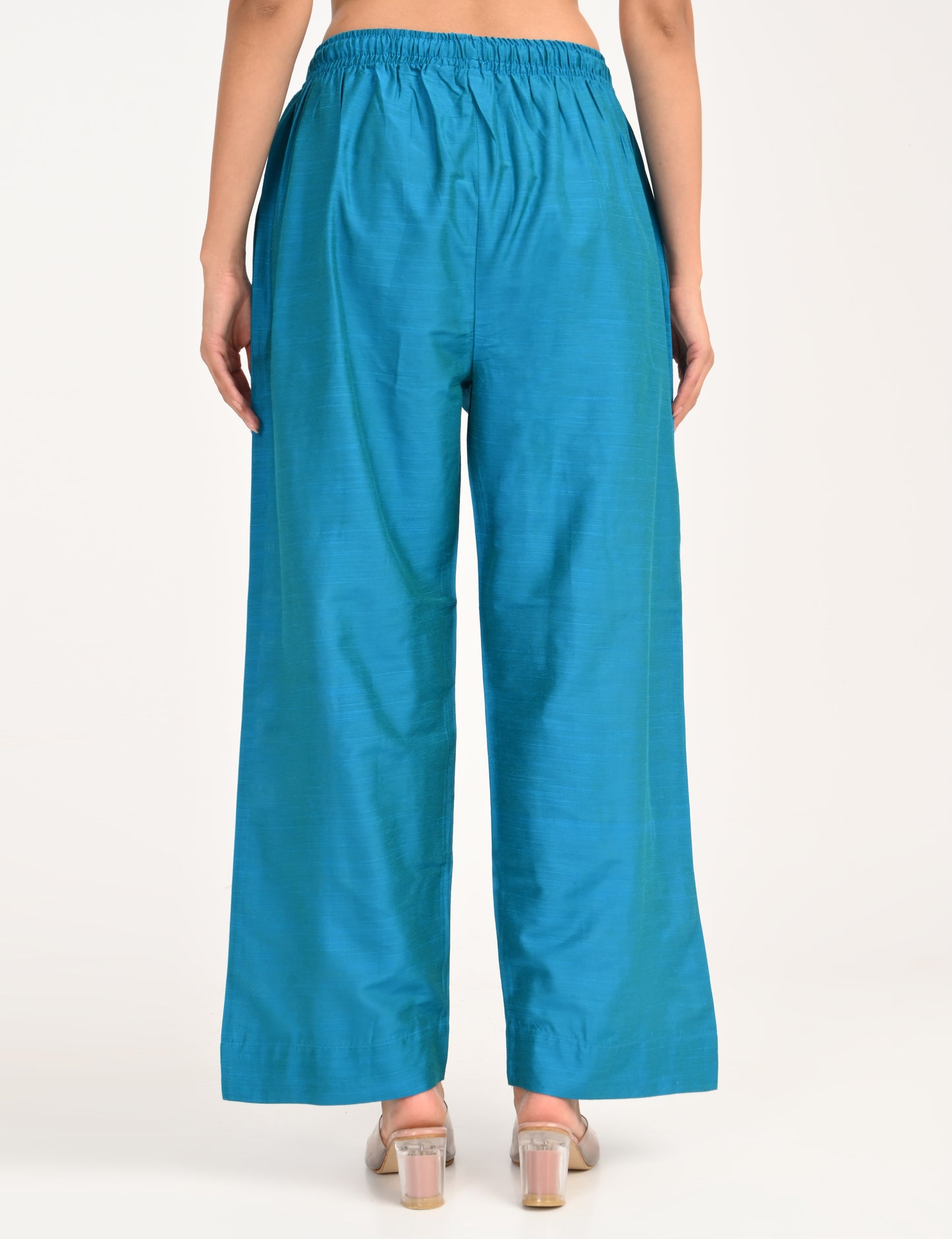 Rashmika - Aqua Blue Silk Parallel Pant