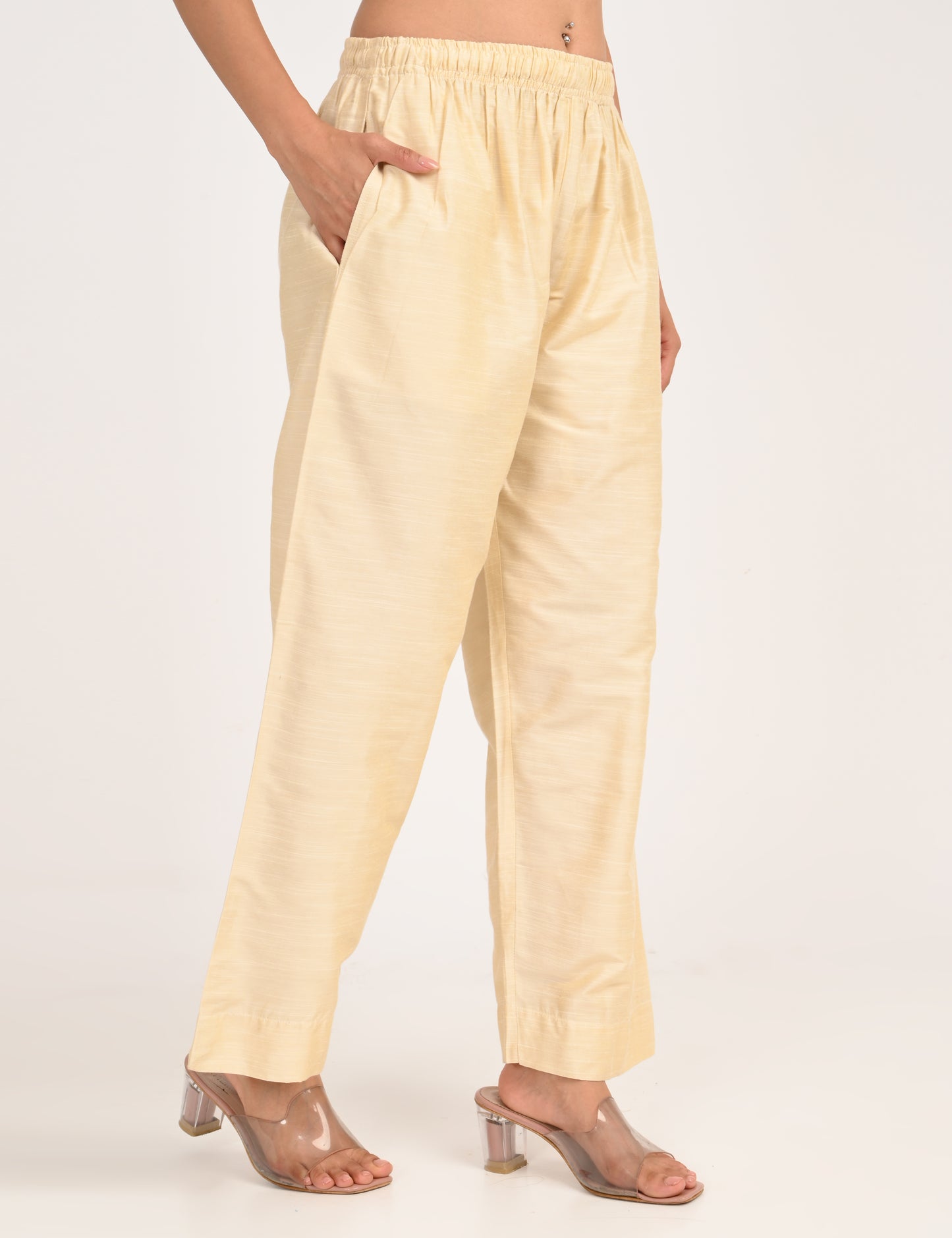 Rashmika - Half white Silk Parallel Pant