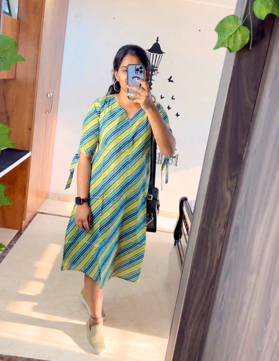 Striped A line Dress