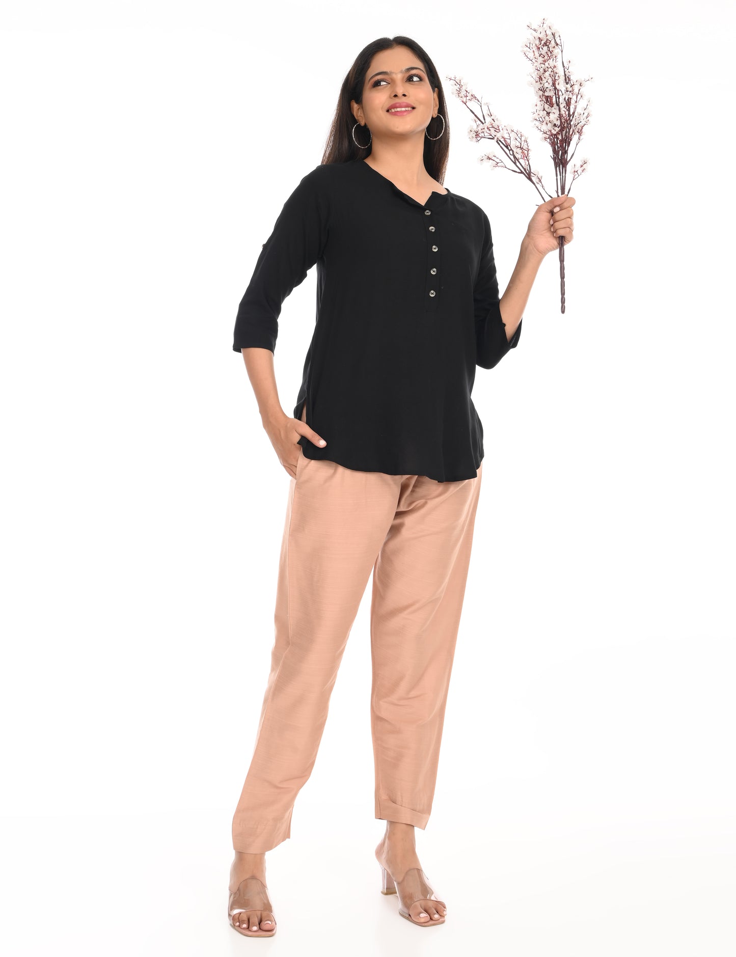 Rashmika - Pastel Peach Silk Pant