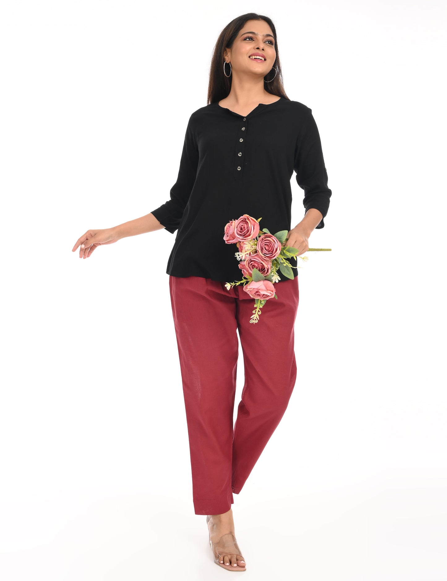 Tamara Every Day Cotton Pants - Burgundy