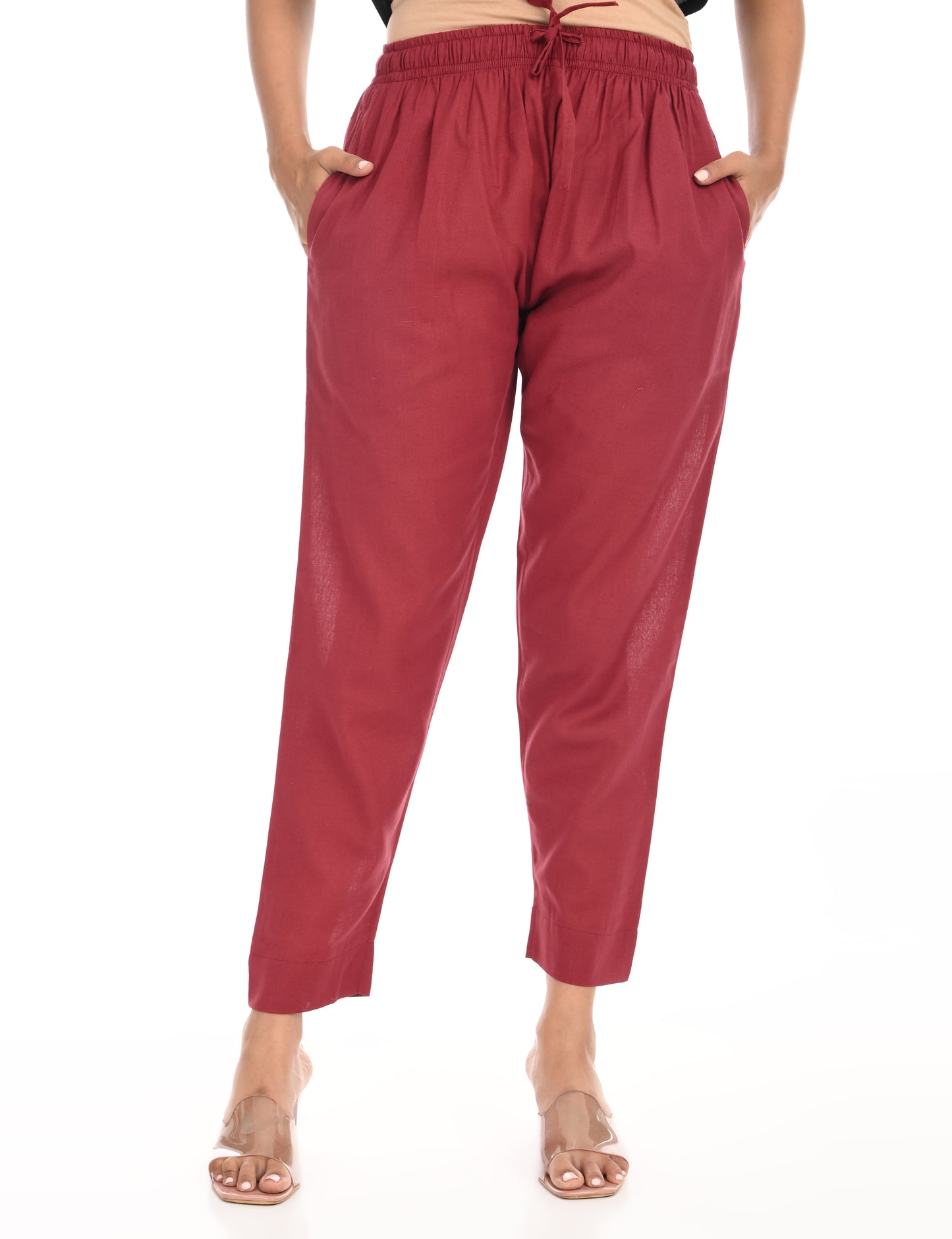 Tamara Every Day Cotton Pants - Burgundy