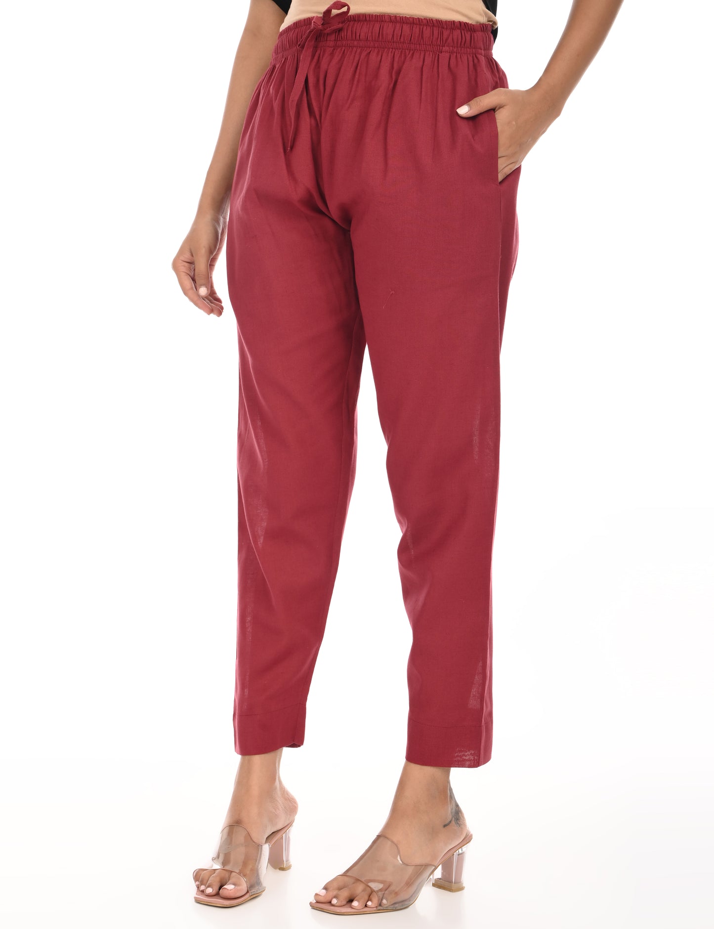 Tamara Every Day Cotton Pants - Burgundy