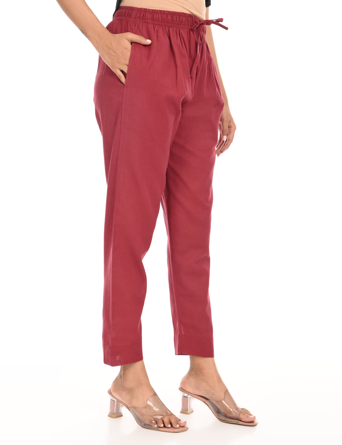 Tamara Every Day Cotton Pants - Burgundy