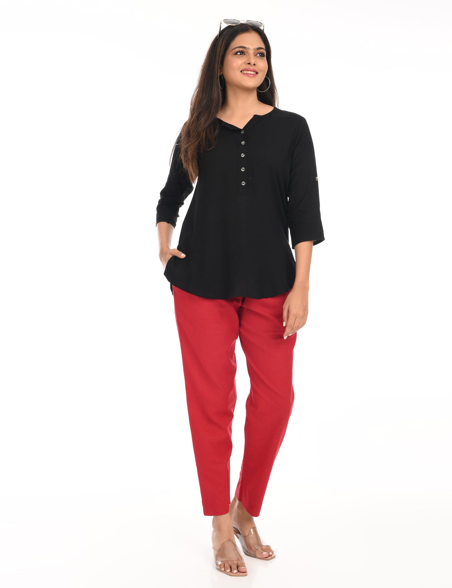 Tamara Every Day Cotton Pants - Maroon