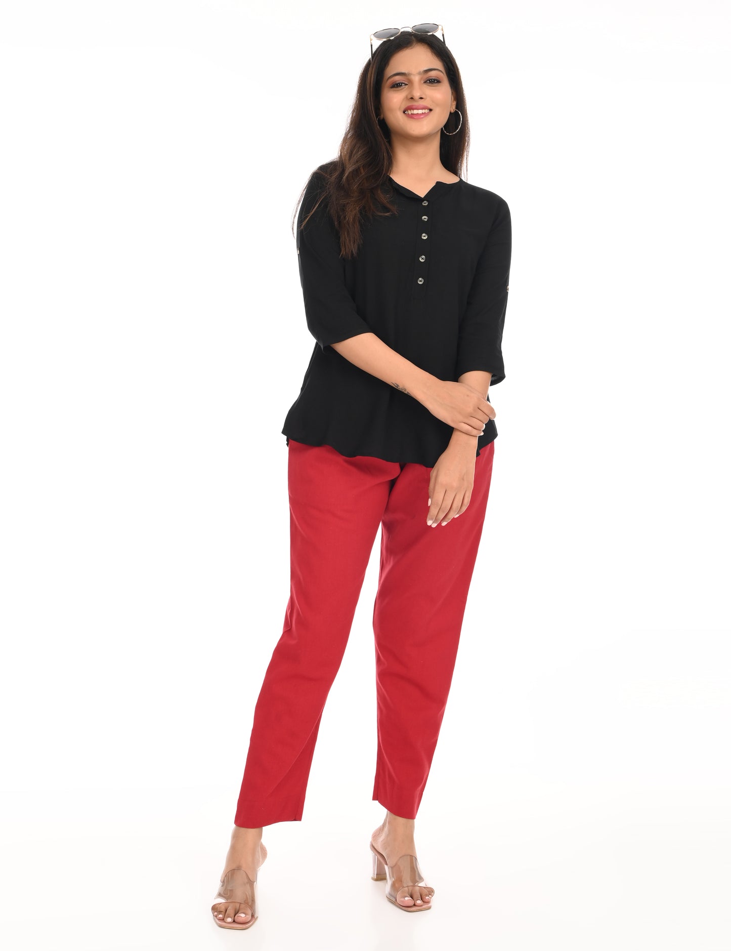 Tamara Every Day Cotton Pants - Maroon