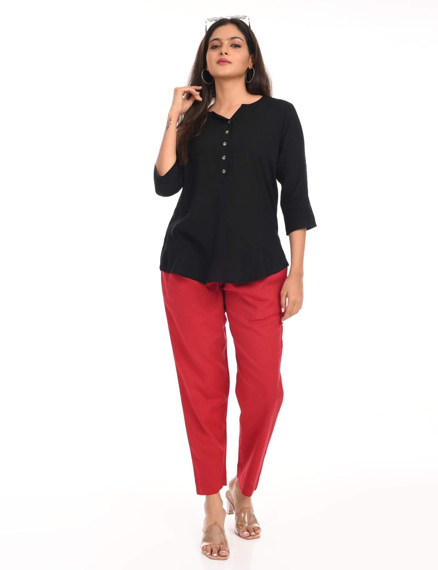 Tamara Every Day Cotton Pants - Maroon
