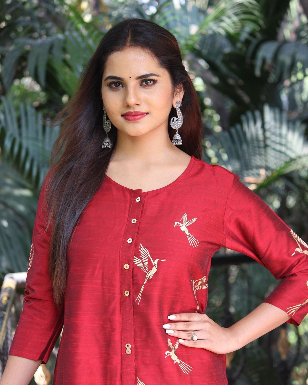 Priyanka - Aline Maroon Silk cotton kurti