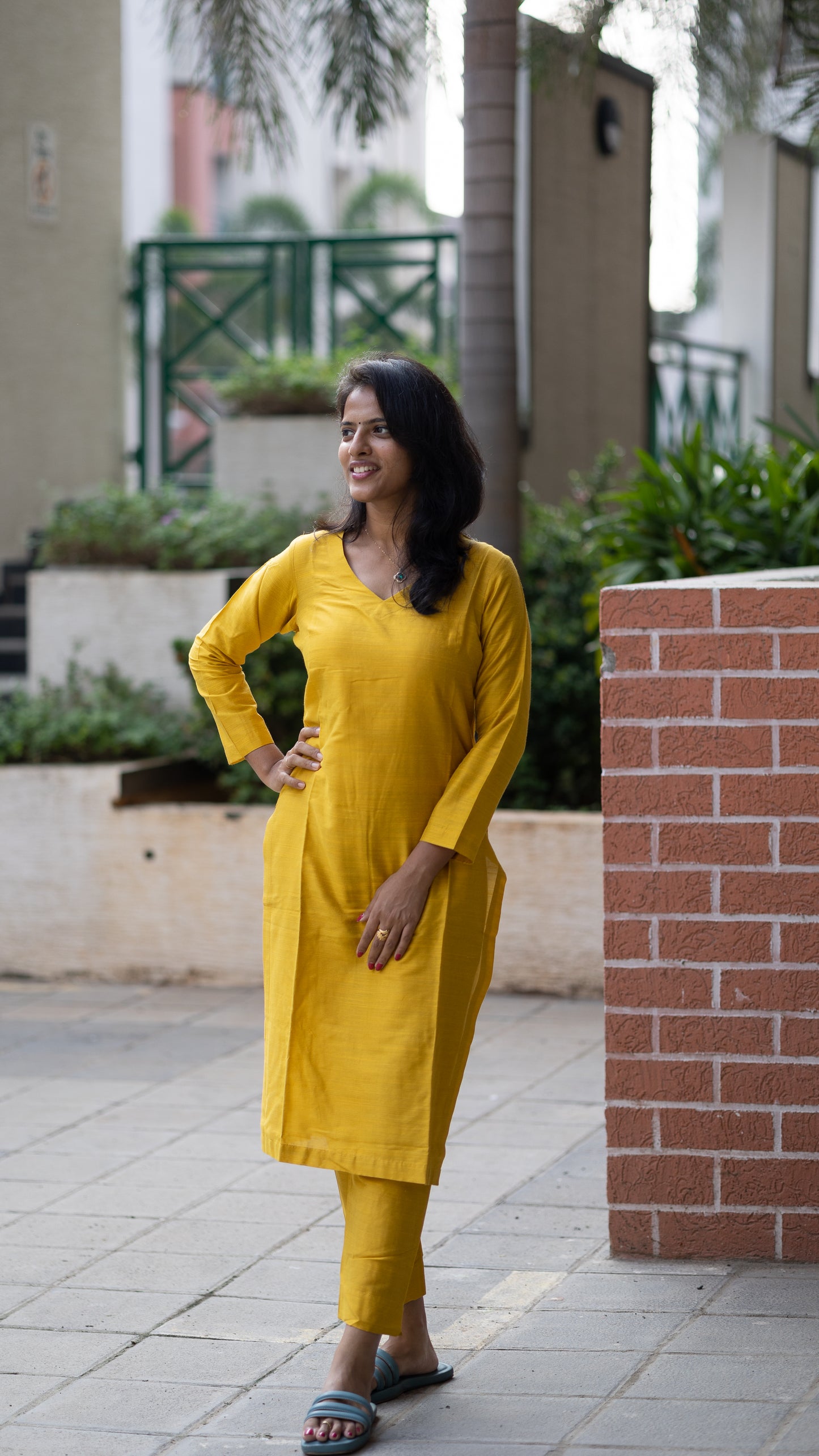 Srinidhi - Silk Cotton Kurta Set - Mustard