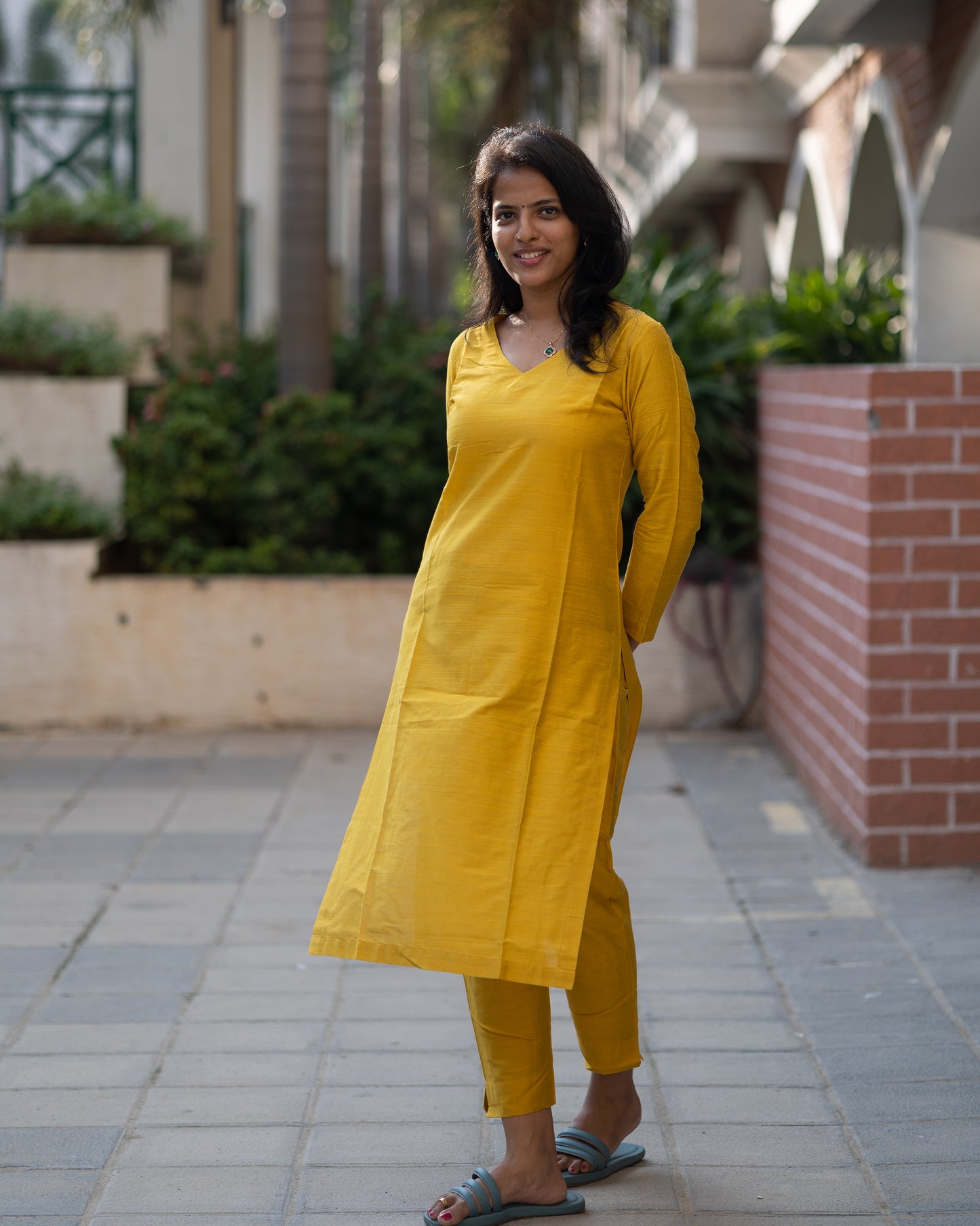Srinidhi - Silk Cotton Kurta Set - Mustard