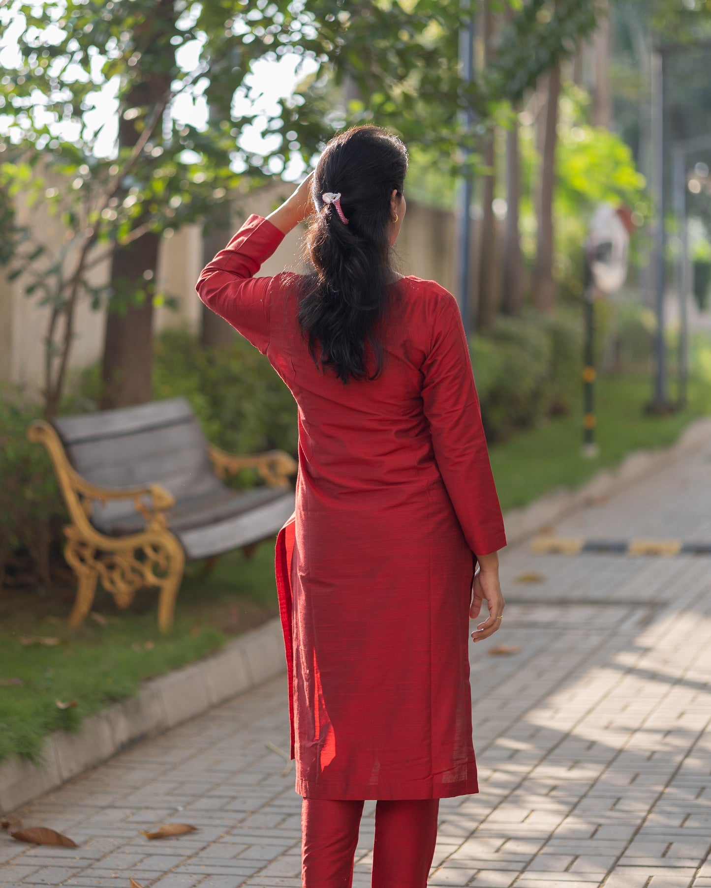 Srinidhi - Silk Cotton Kurta Set - Maroon