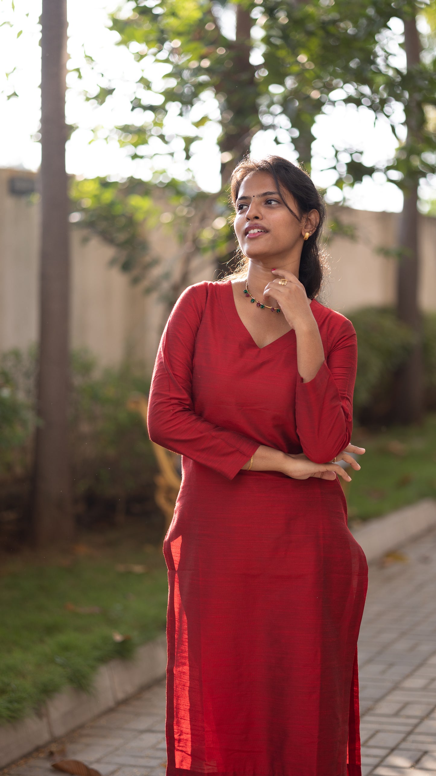 Srinidhi - Silk Cotton Kurta Set - Maroon
