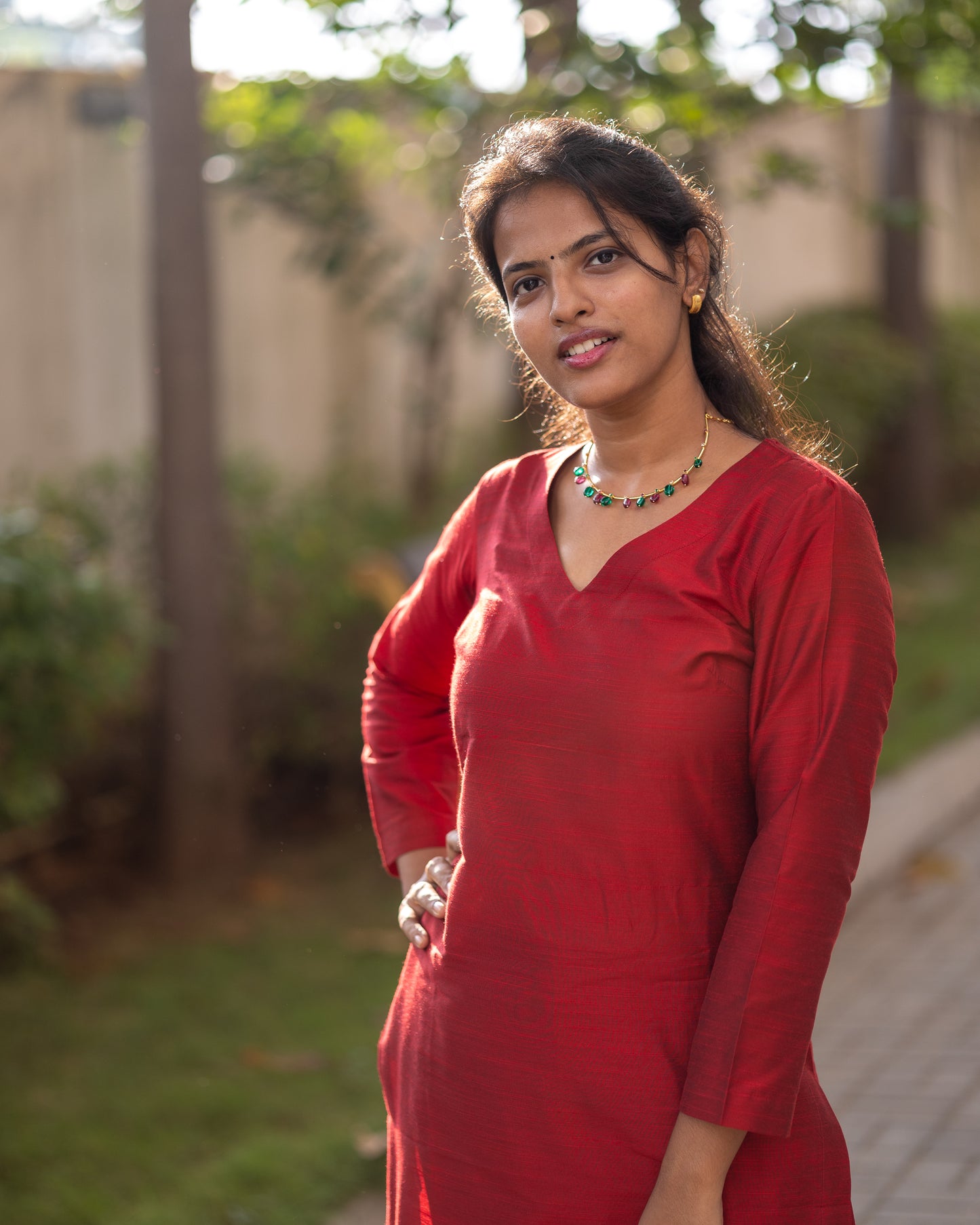 Srinidhi - Silk Cotton Kurta Set - Maroon