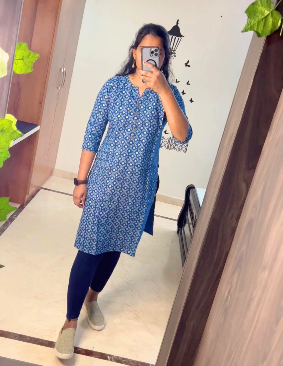 Gauri - Cotton Flex Kurti - Blue