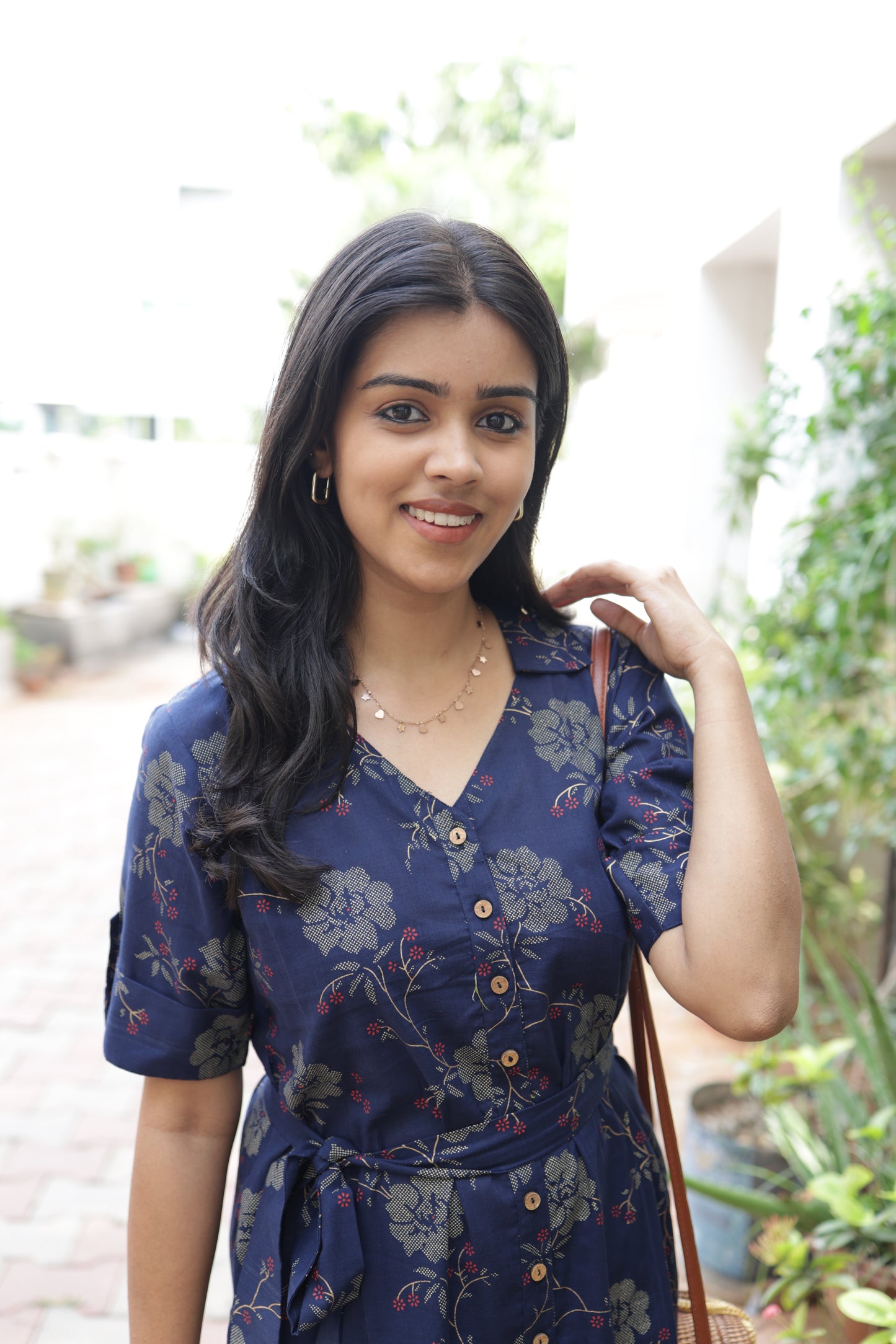 Indhu Navy Button Aline shirt dress