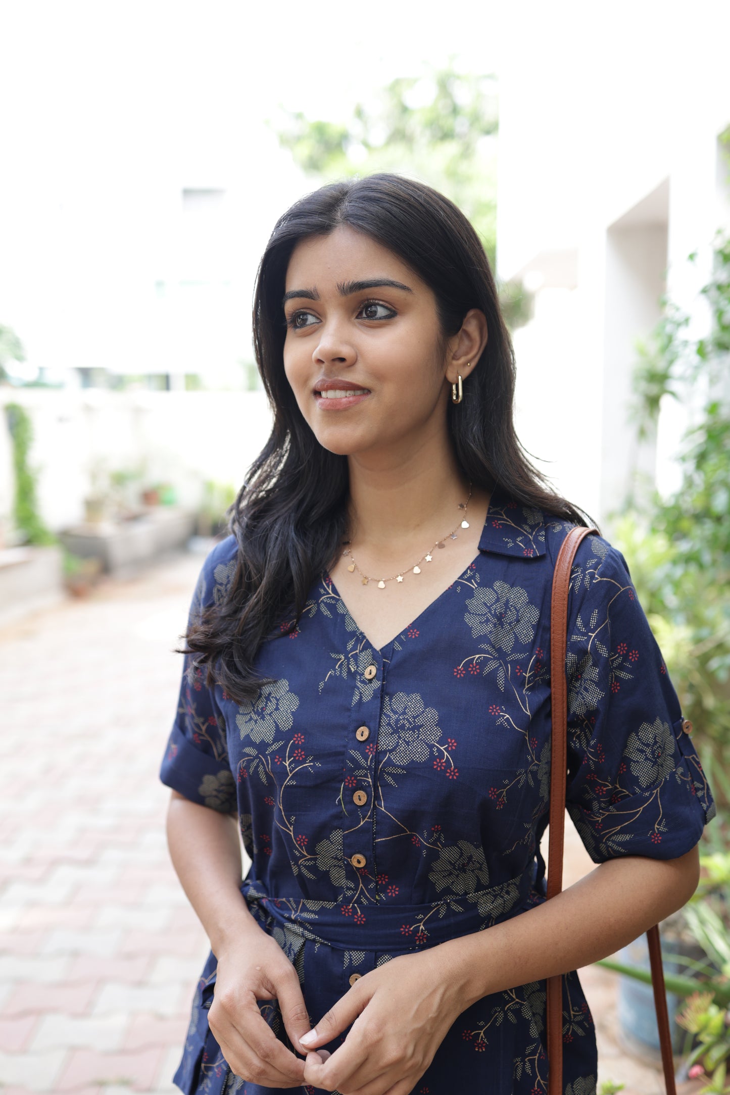Indhu Navy Button Aline shirt dress