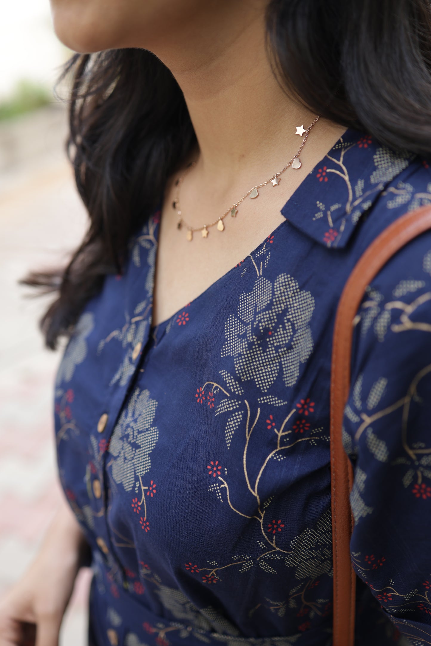 Indhu Navy Button Aline shirt dress