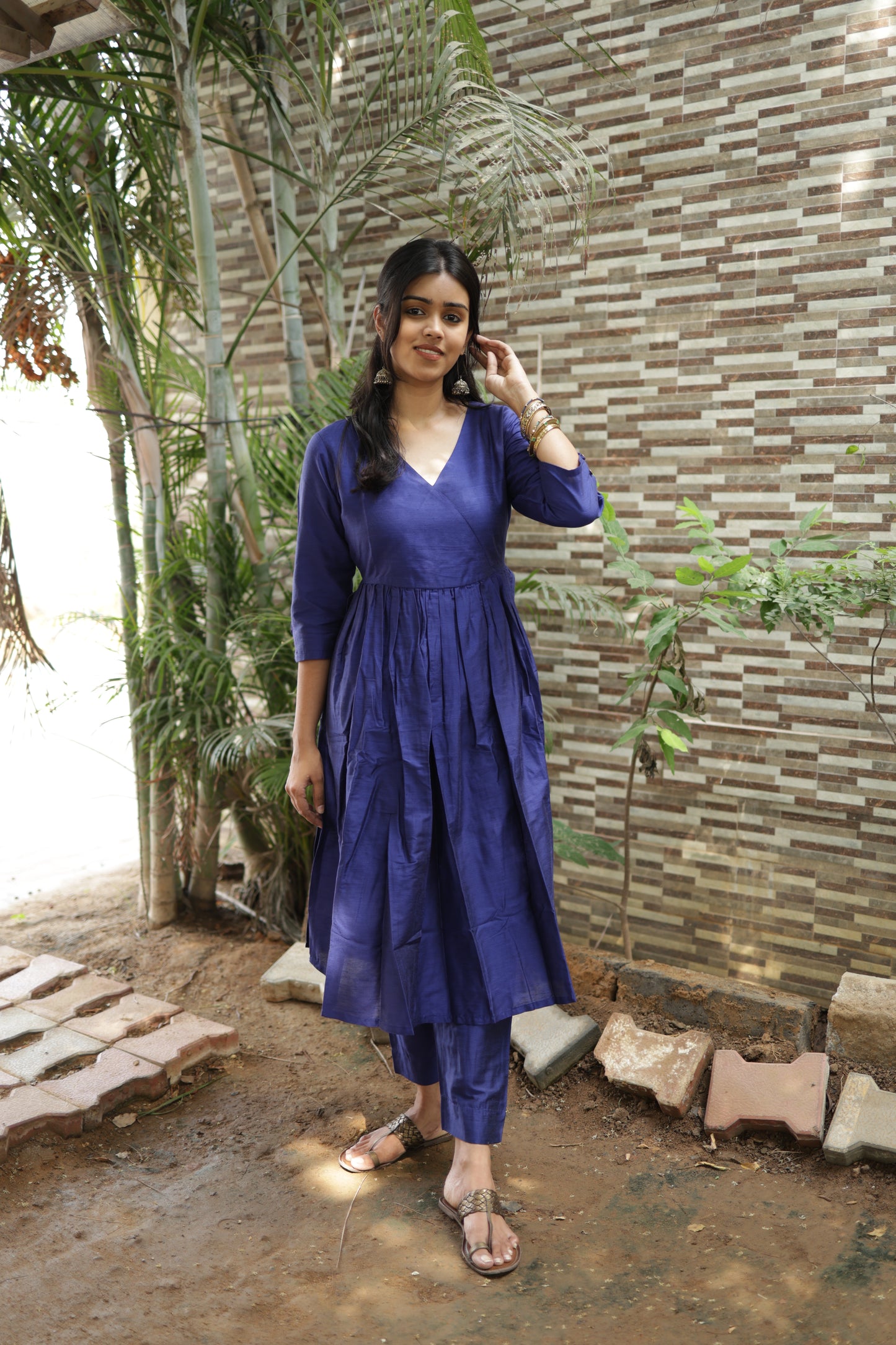 Ziya - Silk Cotton Kurta Set - In Nyra Cut - Royal Blue