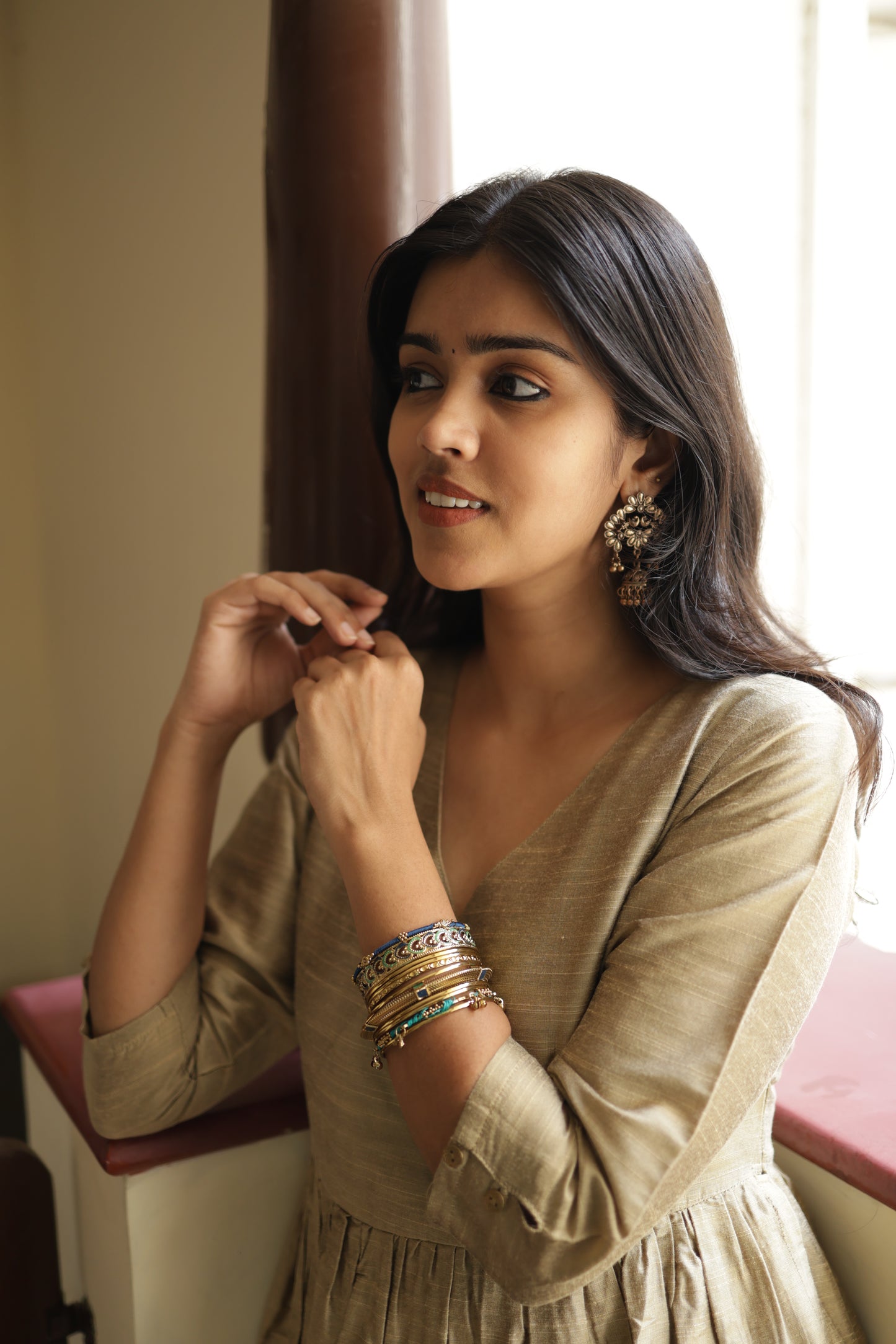 Ziya - Silk Cotton Kurta Set - In Nyra Cut - Gold