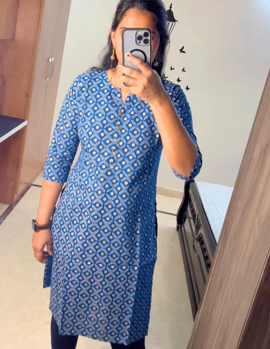 Gauri - Cotton Flex Kurti - Blue