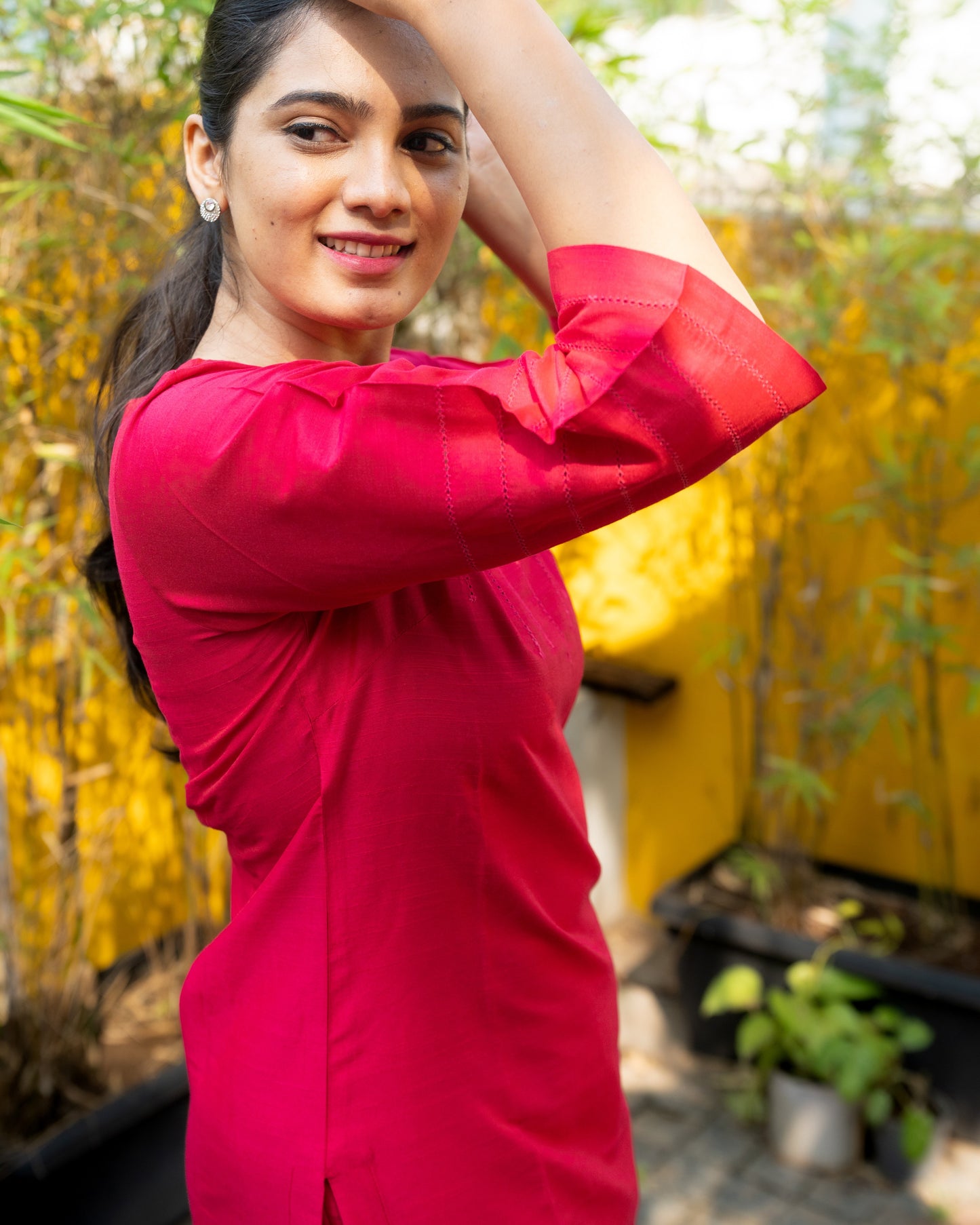 Abilasha - Silk Cotton Kurta Set - Pink