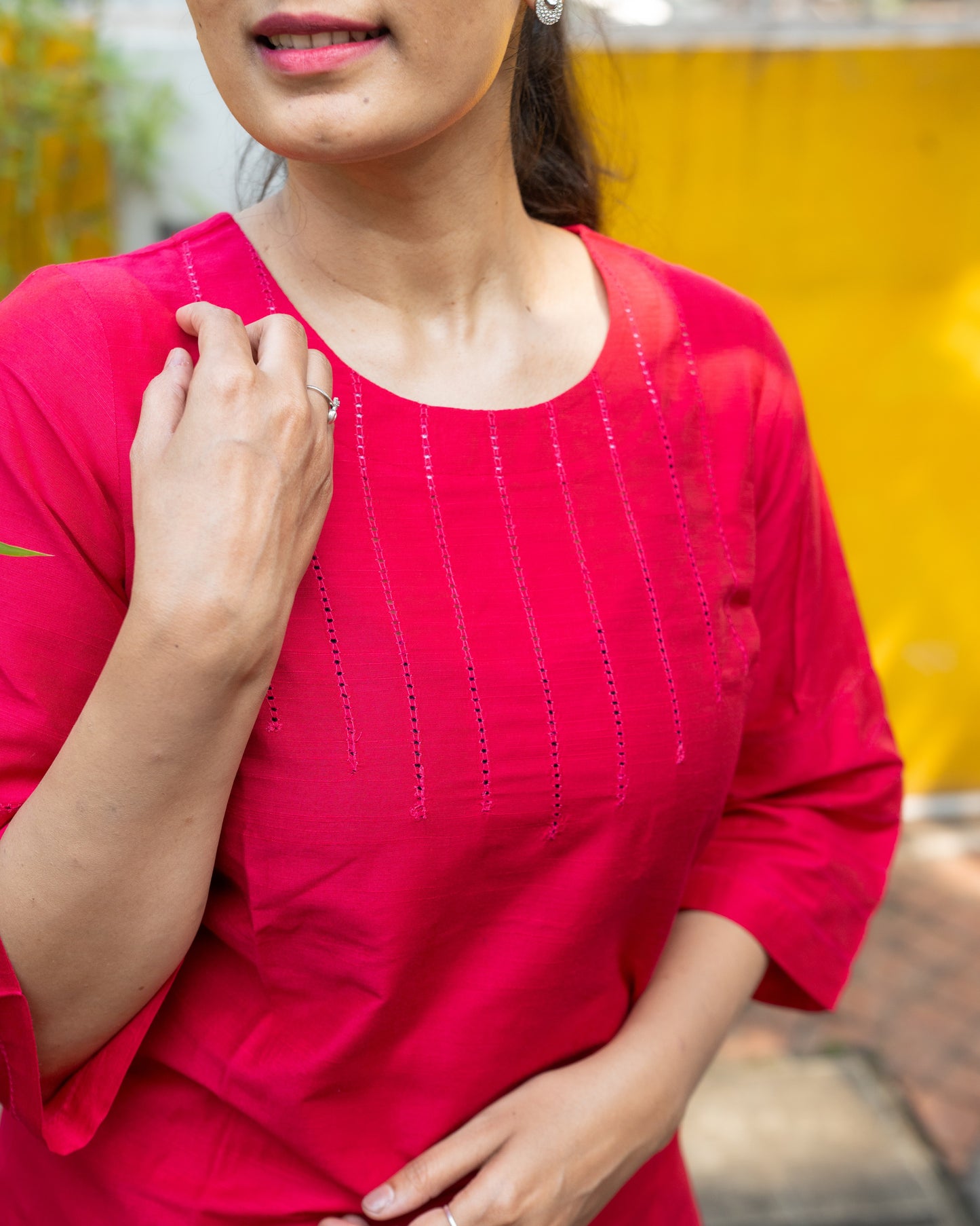 Abilasha - Silk Cotton Kurta Set - Pink